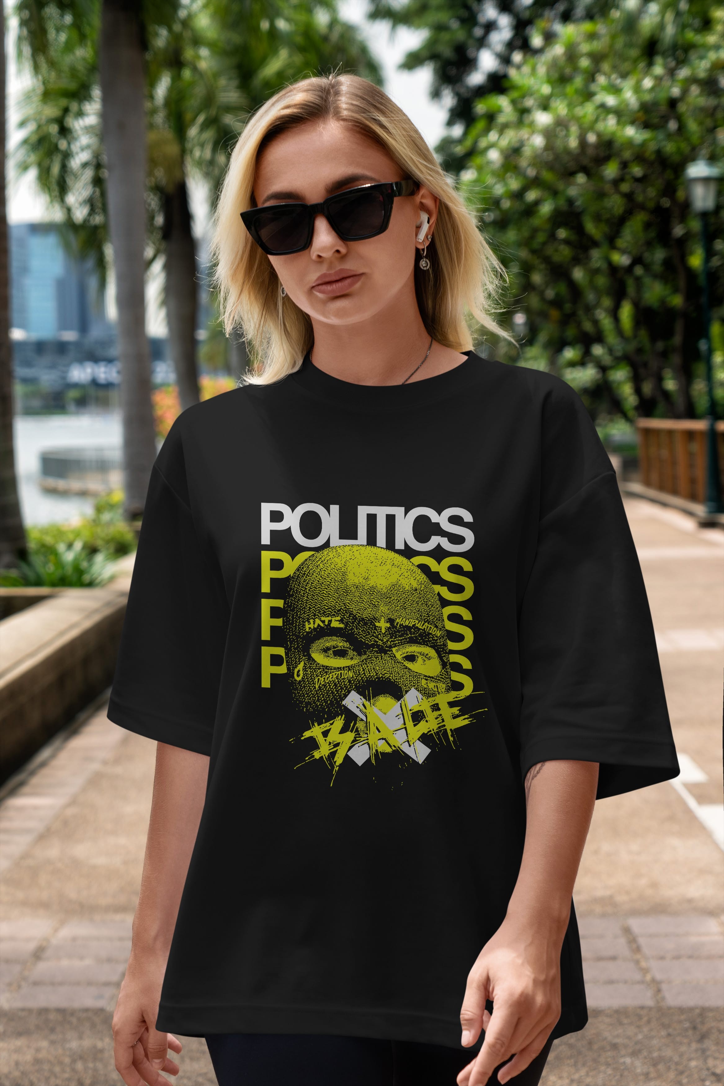 Politics is a Lie Ön Baskılı Oversize t-shirt Erkek Kadın Unisex