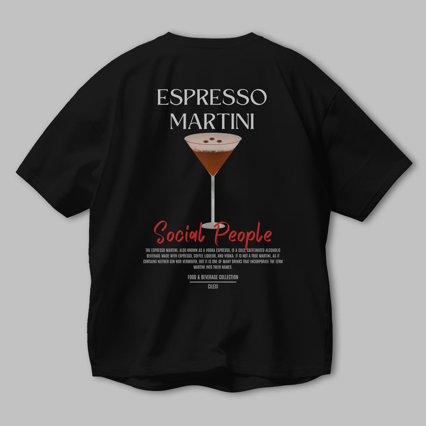 Espresso Martını Kokteyl Serisi Baskılı Oversize t-shirt Erkek Kadın Unisex %100 Pamuk Bisiklet Yaka tişort