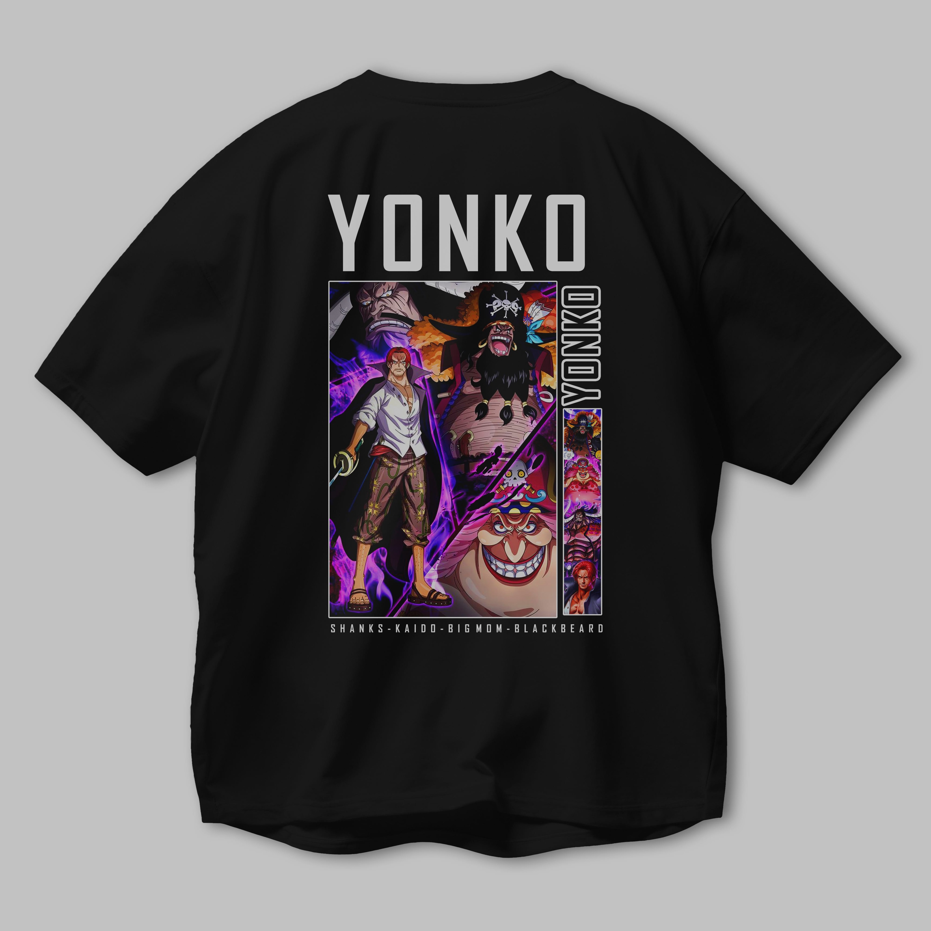 Yonko Anime Arka Baskılı Oversize t-shirt Erkek Kadın Unisex %100 pamuk tişort