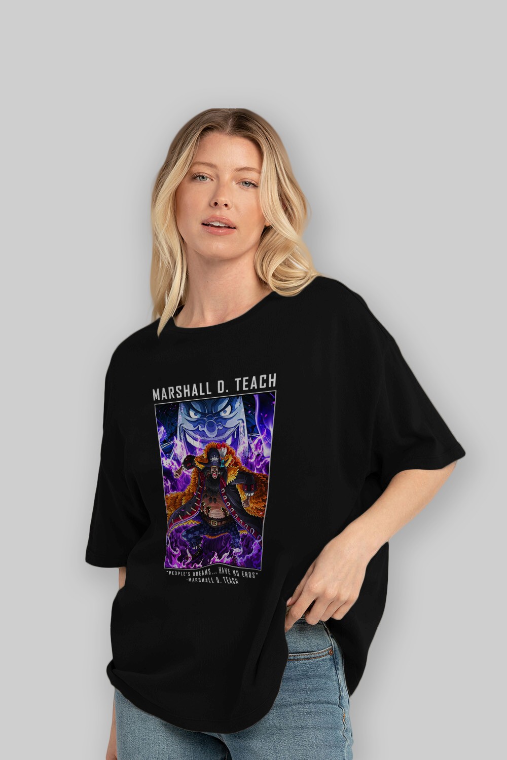 Blackbeard Anime Ön Baskılı Oversize t-shirt Erkek Kadın Unisex