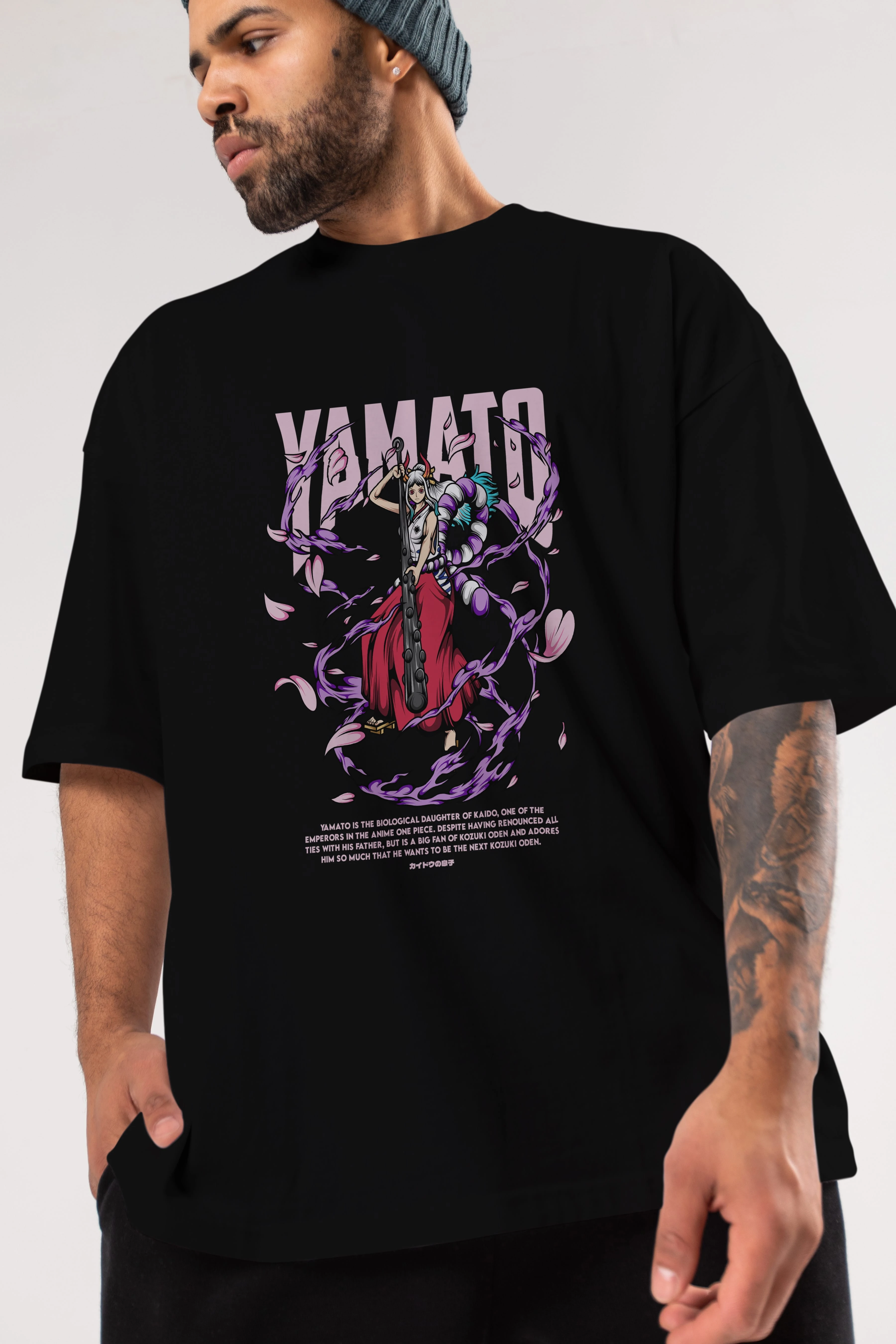 Yamato Anime Ön Baskılı Oversize t-shirt %100 pamuk Erkek Kadın Unisex