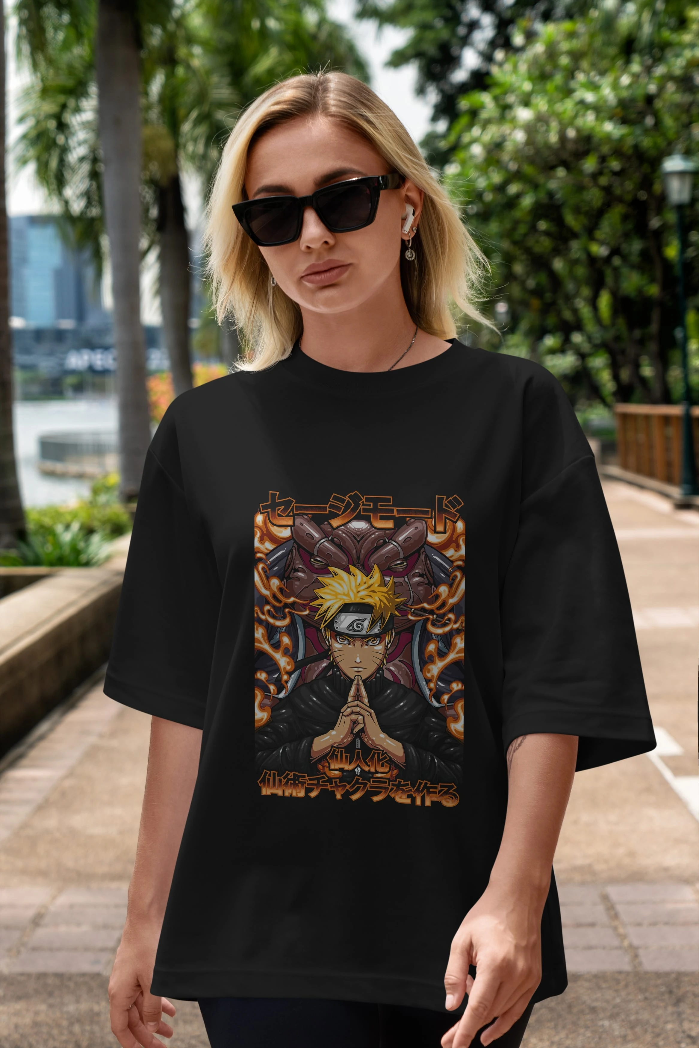 NARUTO (10) Anime Ön Baskılı Oversize t-shirt %100 pamuk Erkek Kadın Unisex