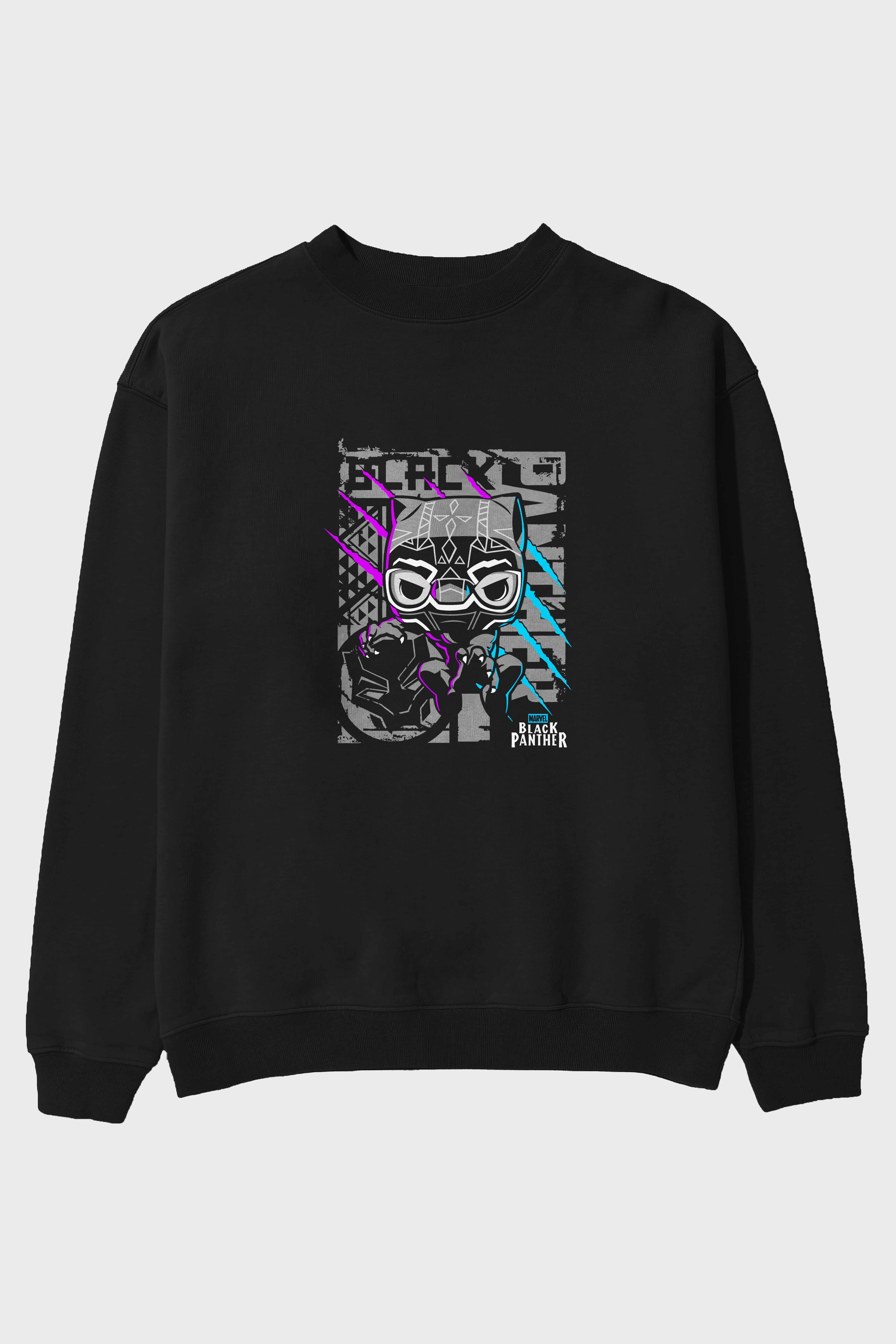 Black Panther Ön Baskılı Oversize Sweatshirt Erkek Kadın Unisex