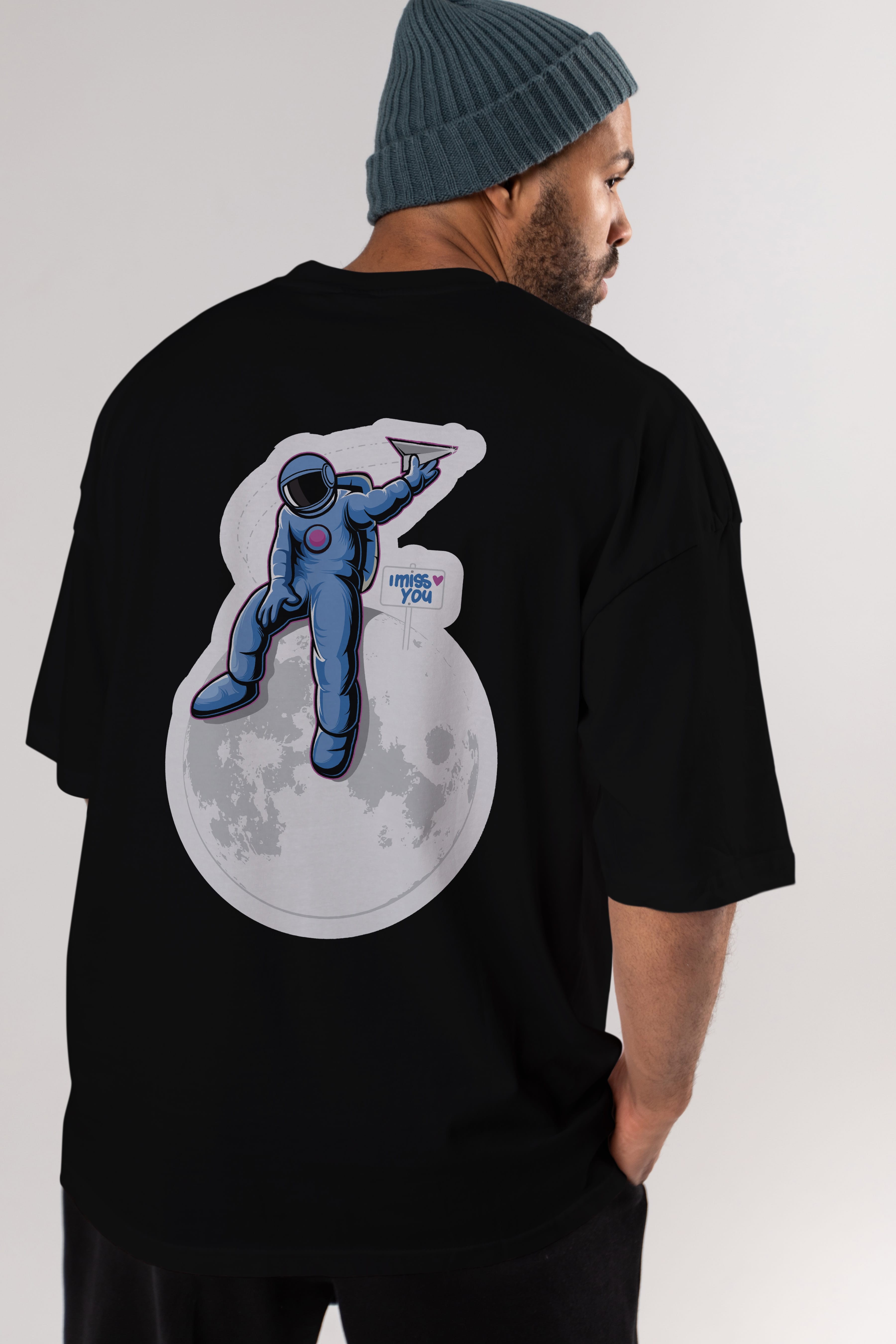 Astro Missing Earth Sticker Arka Baskılı Oversize t-shirt Erkek Kadın Unisex