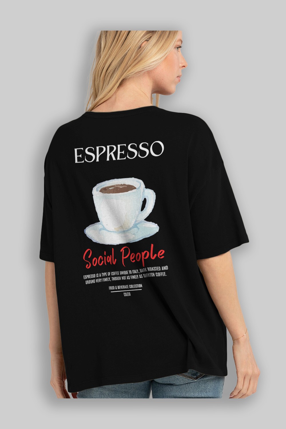 Espresso Kokteyl Serisi Baskılı Oversize t-shirt Erkek Kadın Unisex %100 Pamuk Bisiklet Yaka tişort