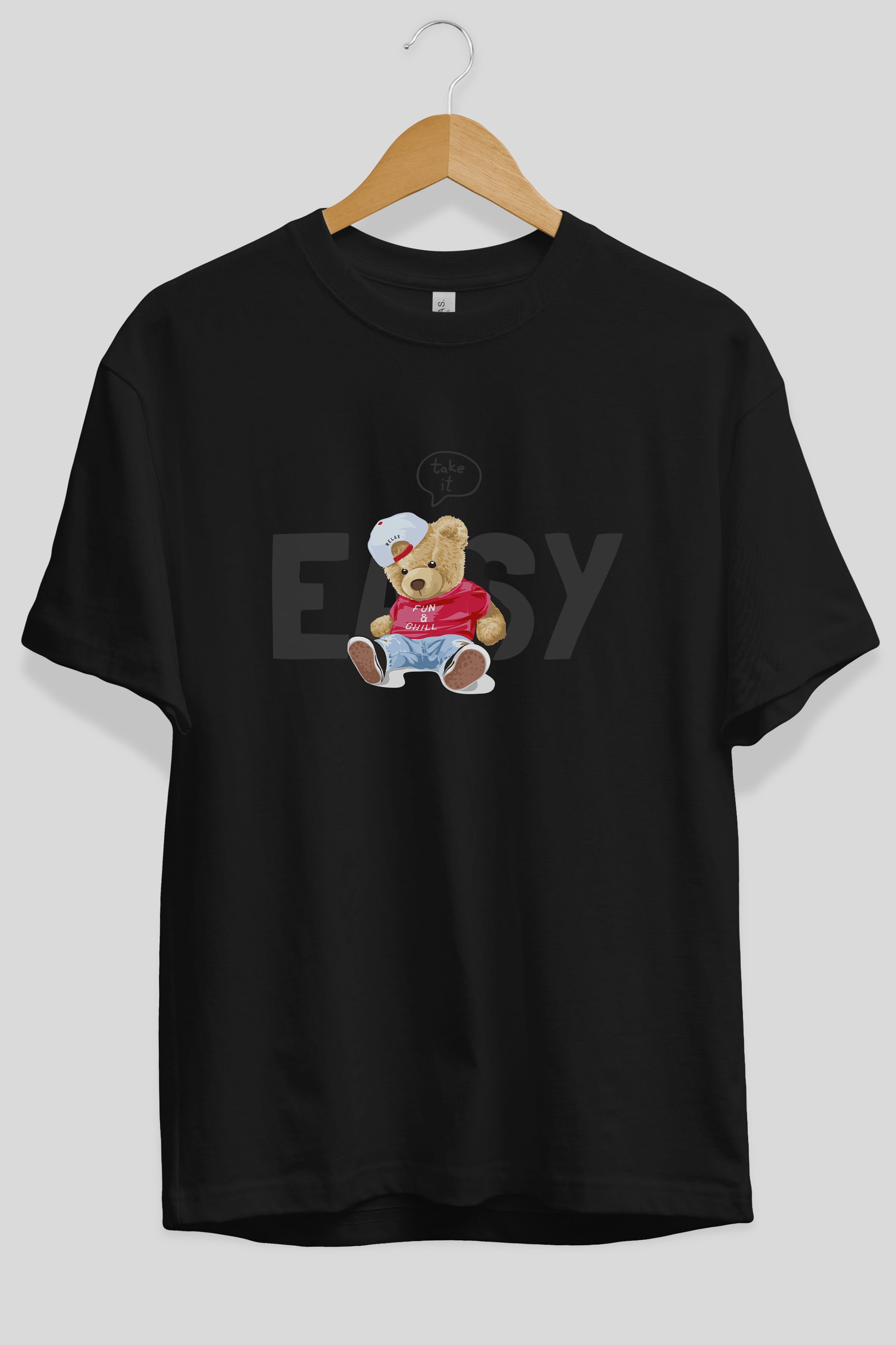 Teddy Bear Easy Ön Baskılı Oversize t-shirt Erkek Kadın Unisex %100 Pamuk