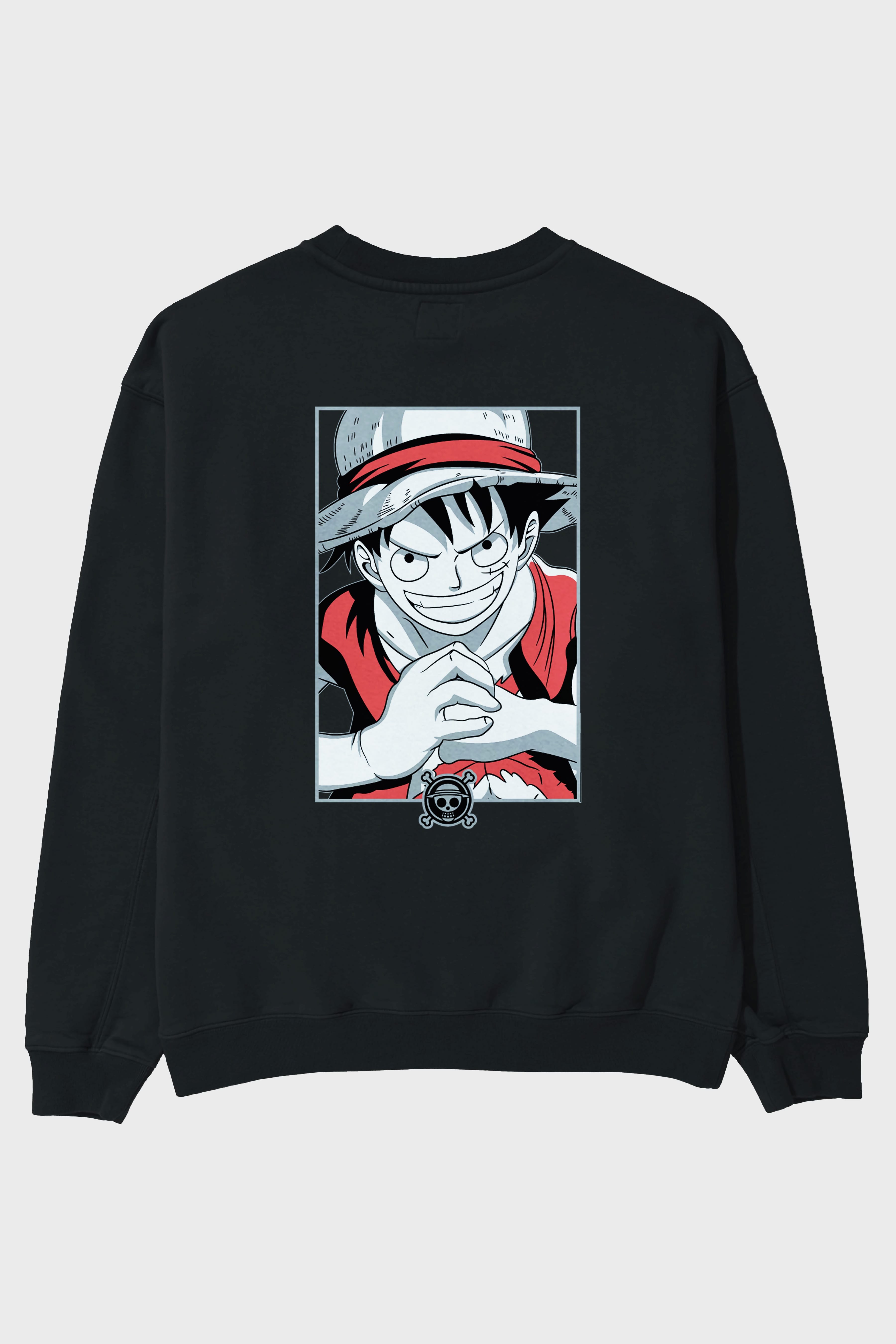 LUFF D. MONKEY OnePiece Anime Arka Baskılı Oversize Sweatshirt Erkek Kadın Unisex
