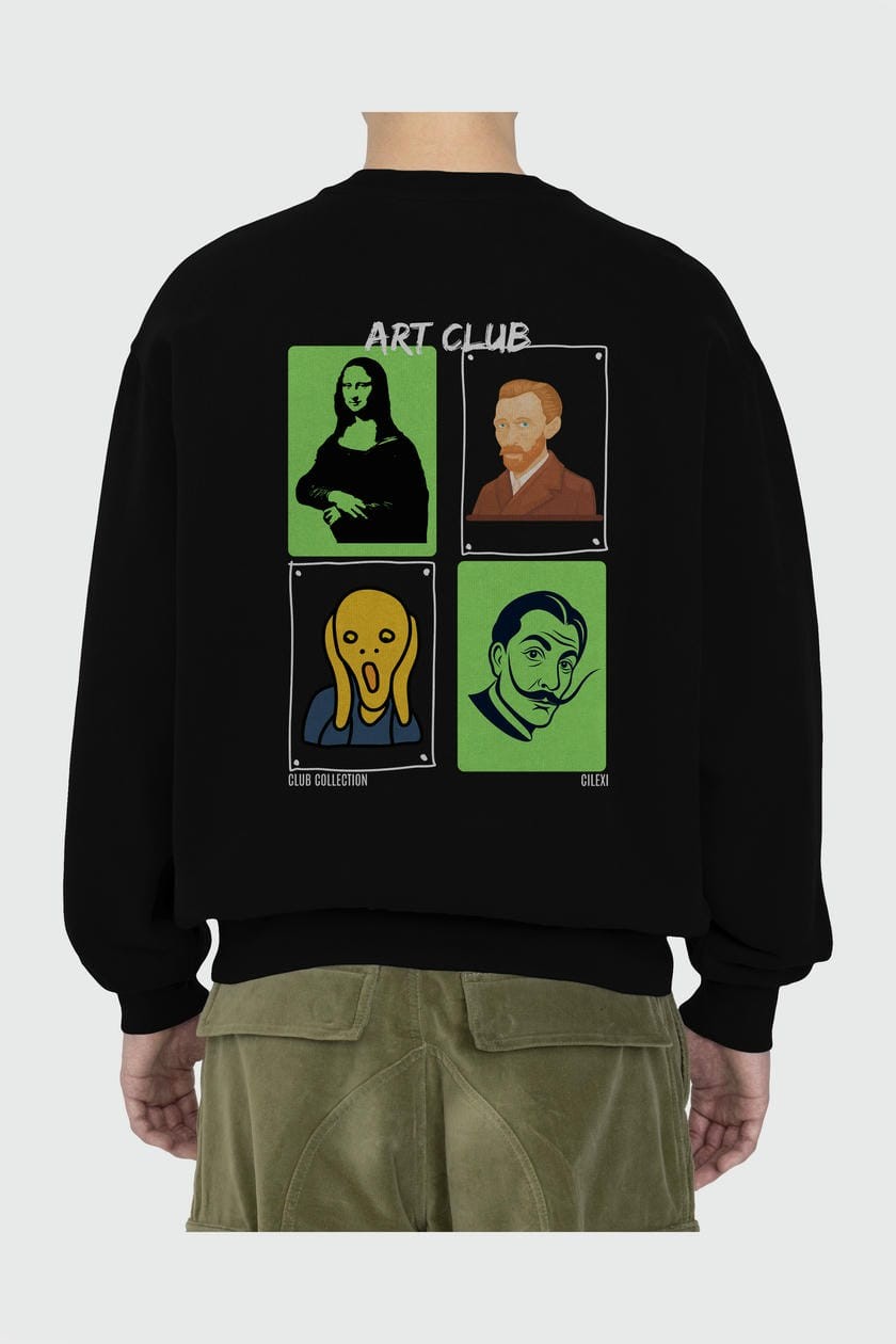 Art Club Arka Baskılı Oversize Sweatshirt Erkek Kadın Unisex
