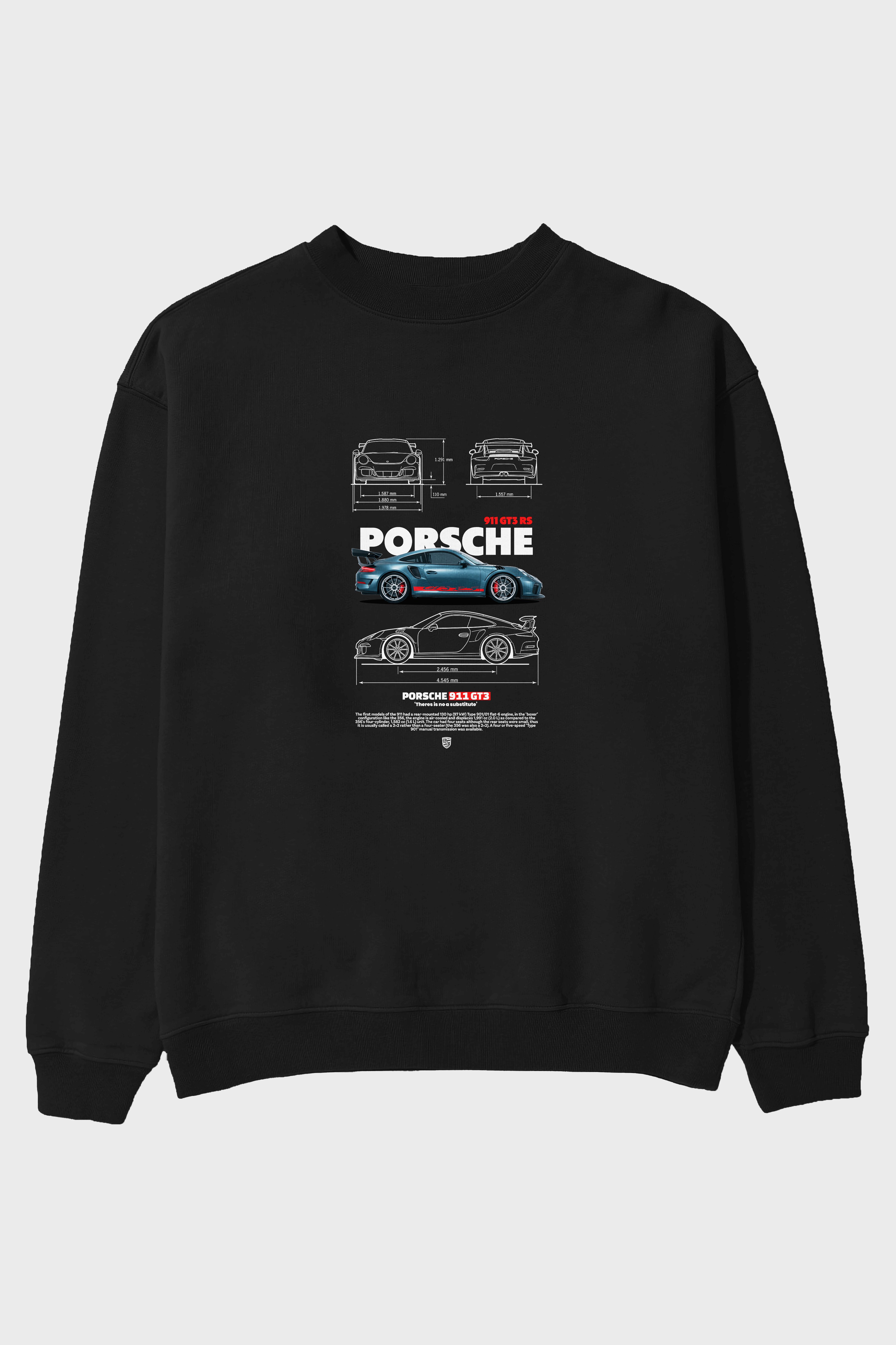 PORSCHE 911 GT3 RS Ön Baskılı Anime Oversize Sweatshirt Erkek Kadın Unisex