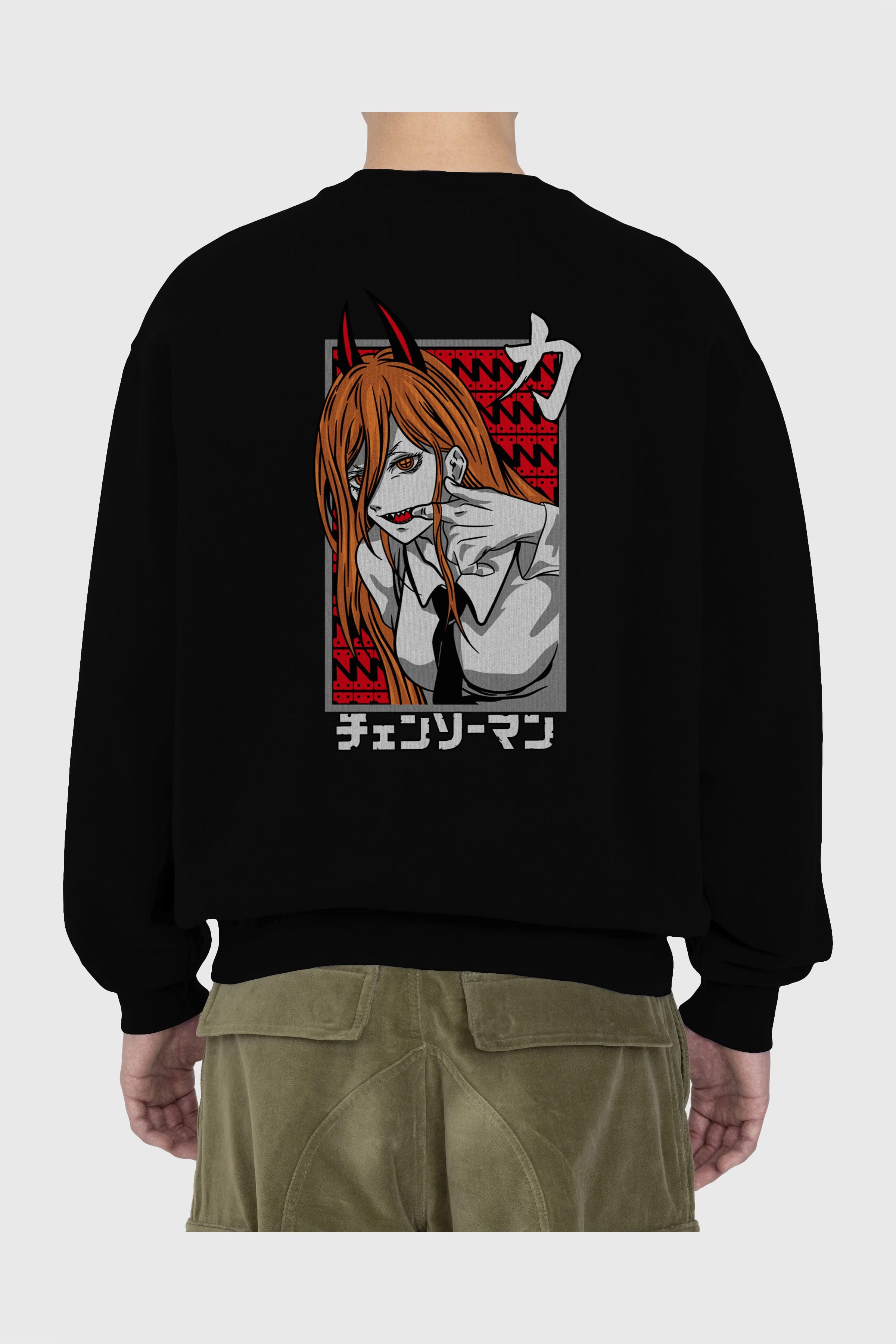 CHAINSAWMAN POWER Anime Arka Baskılı Oversize Sweatshirt Erkek Kadın Unisex