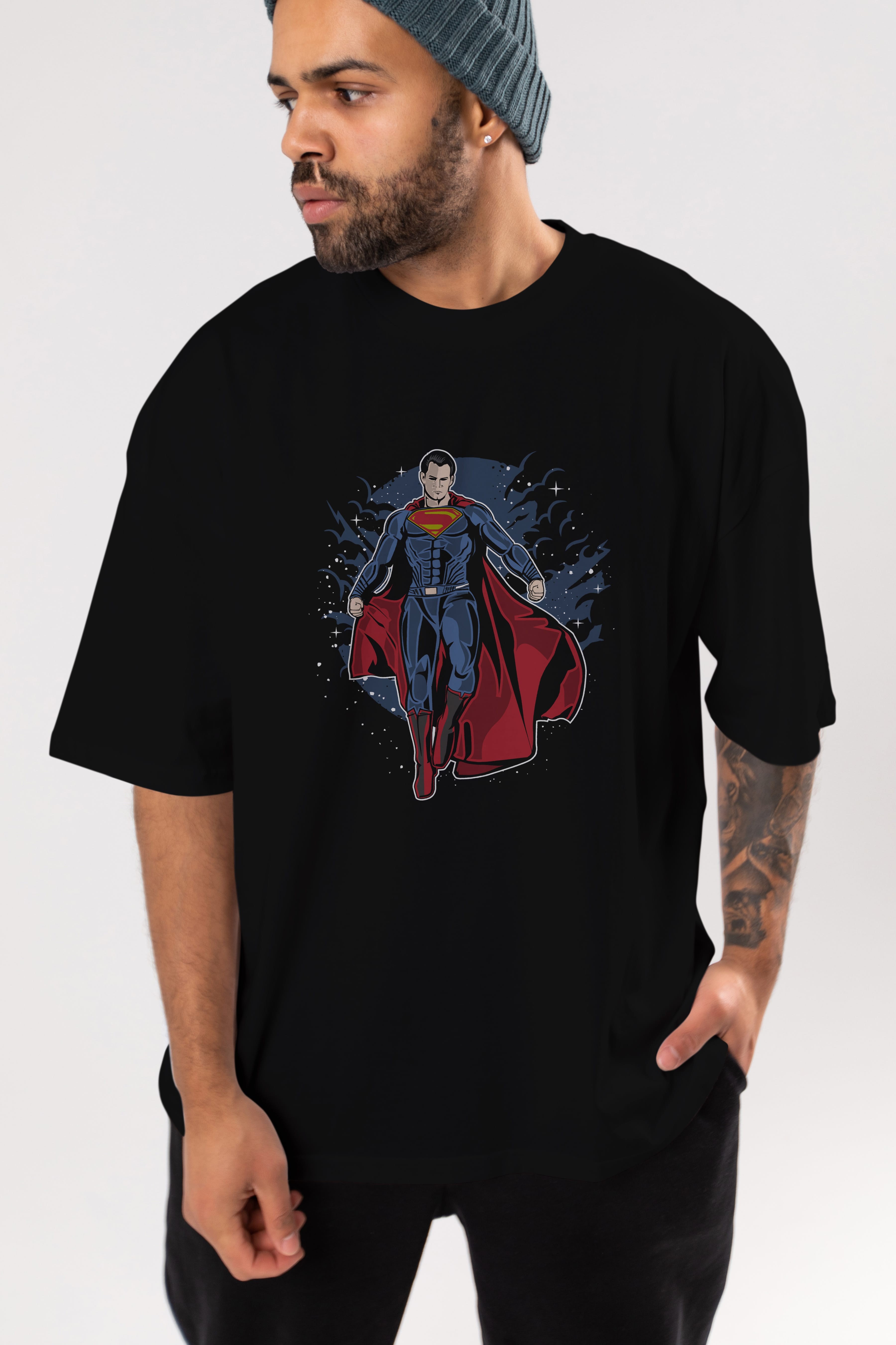 SUPERMAN Ön Baskılı Oversize t-shirt Erkek Kadın Unisex %100 Pamuk tişort