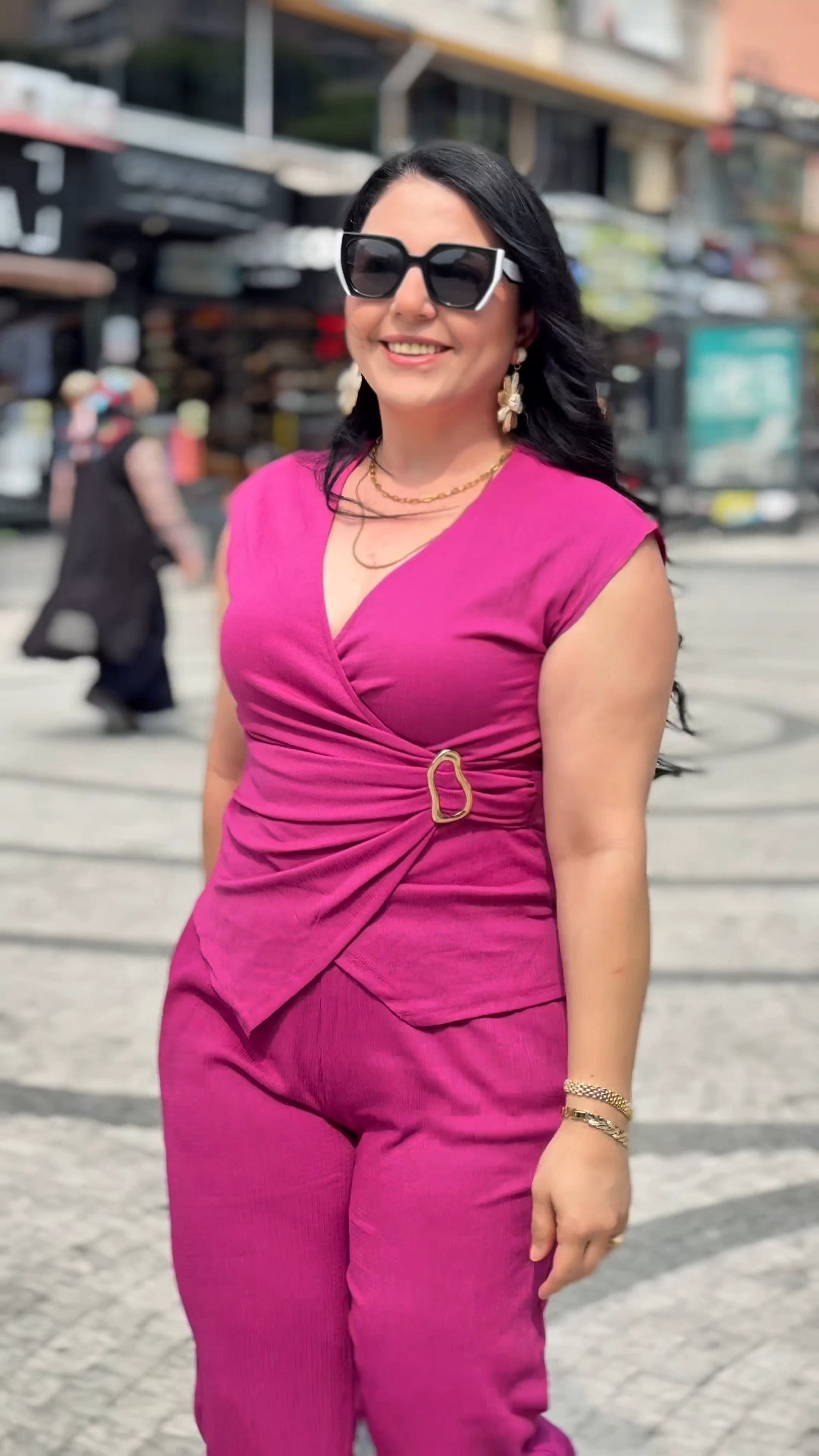 ikili takım fuşya rengi 