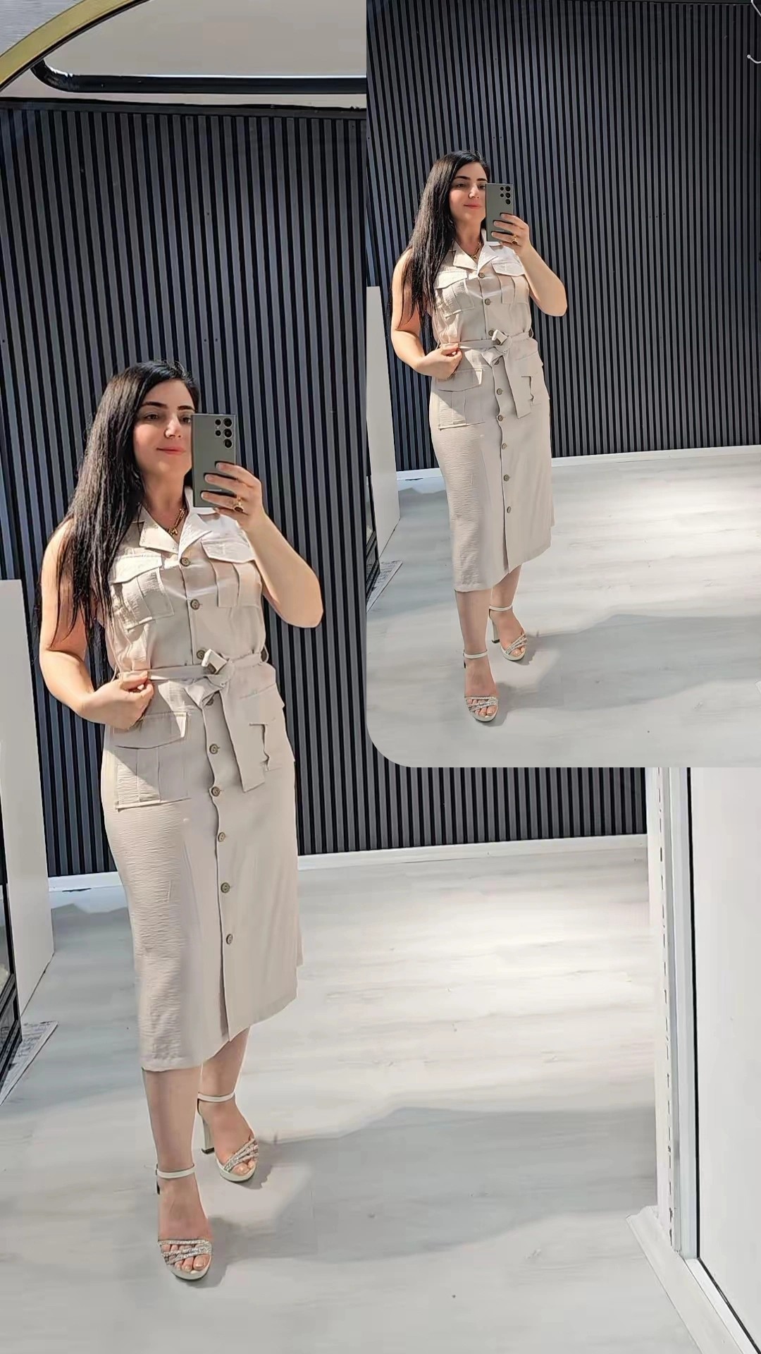 elbise önden dügme detaylı