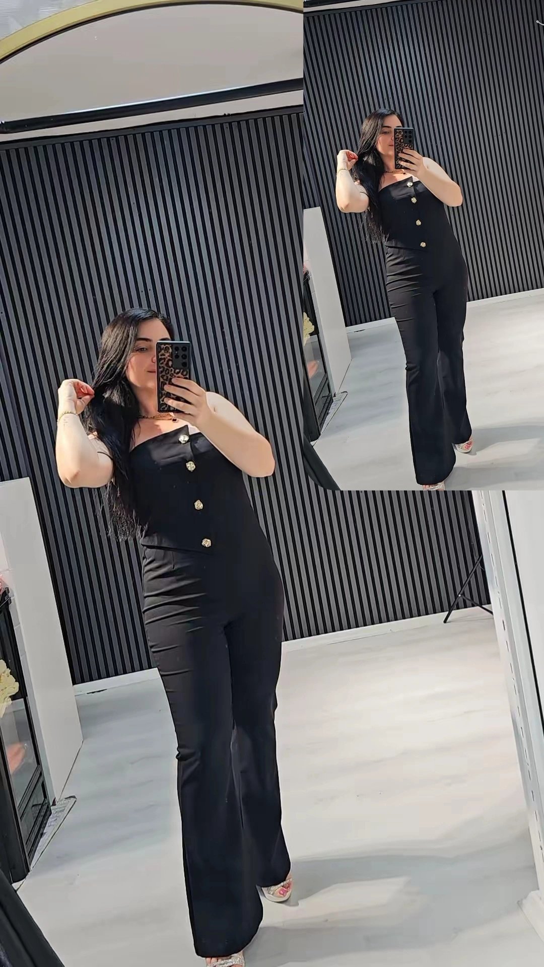 tulum siyah esnek kumaş golt dügme detaylı ✨️✨️
