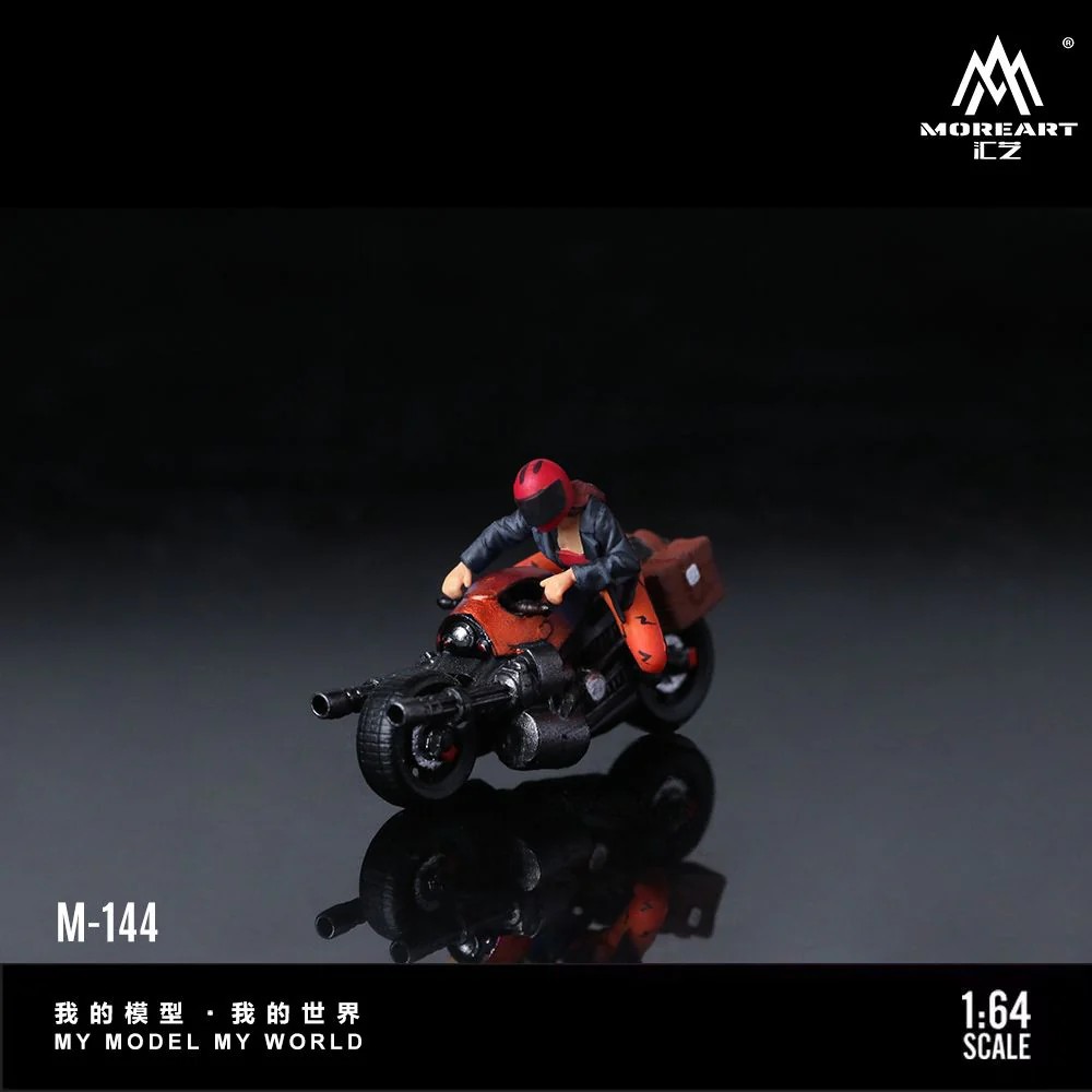 MoreArt 1:64 Bright Orange Machine Gun Motorcycle Pretty Woman