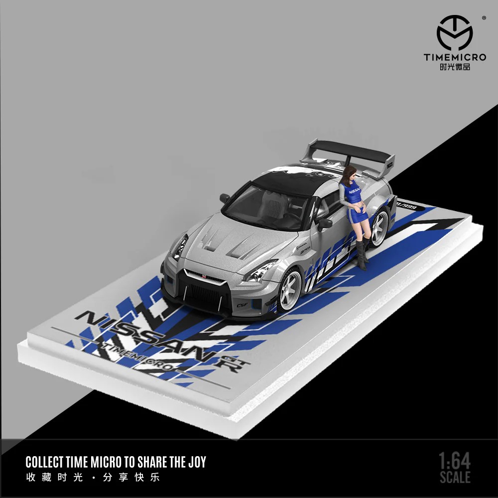 Time Micro 1:64 H300 Flatbed ÇEKİCİ & Nissan GT-R R35 Silver Blue Livery Series