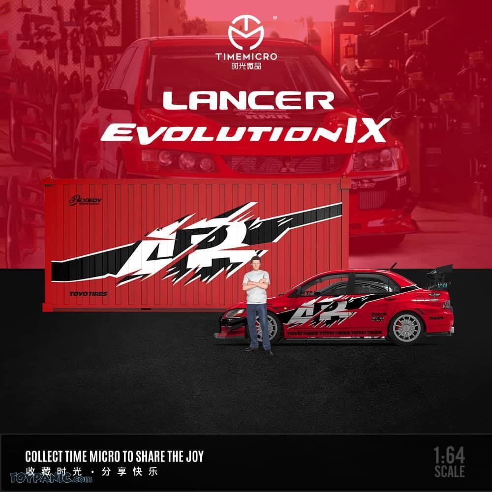 1/64 Time Micro Lancer Evolution EVO IX FNF Red Set with Container & Figure