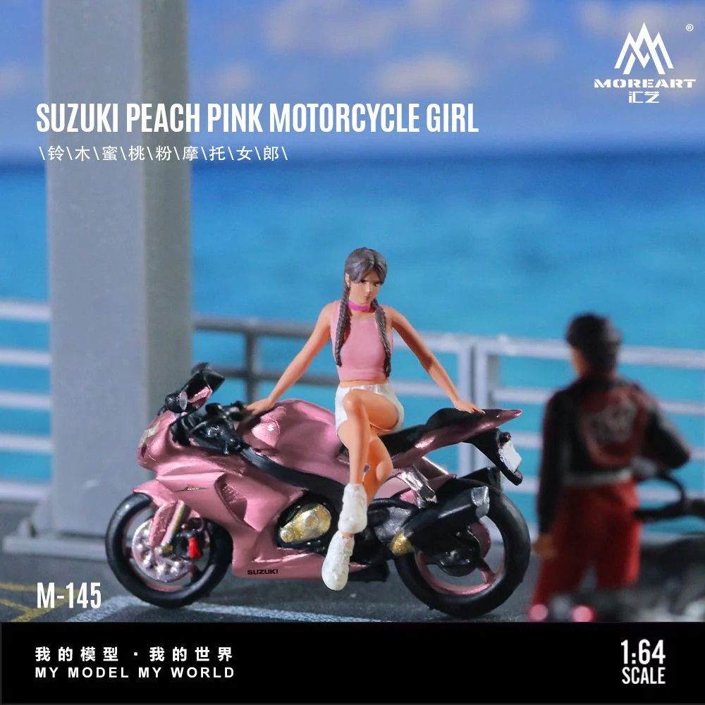 MoreArt 1:64 Suzuki Peach Pink Motorcycle Girl