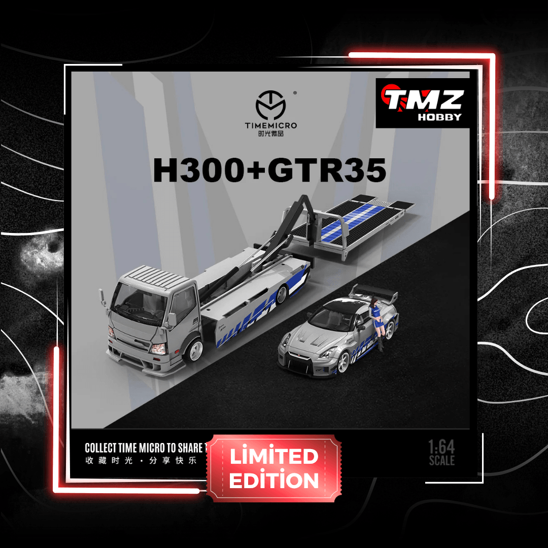 Time Micro 1:64 H300 Flatbed ÇEKİCİ & Nissan GT-R R35 Silver Blue Livery Series