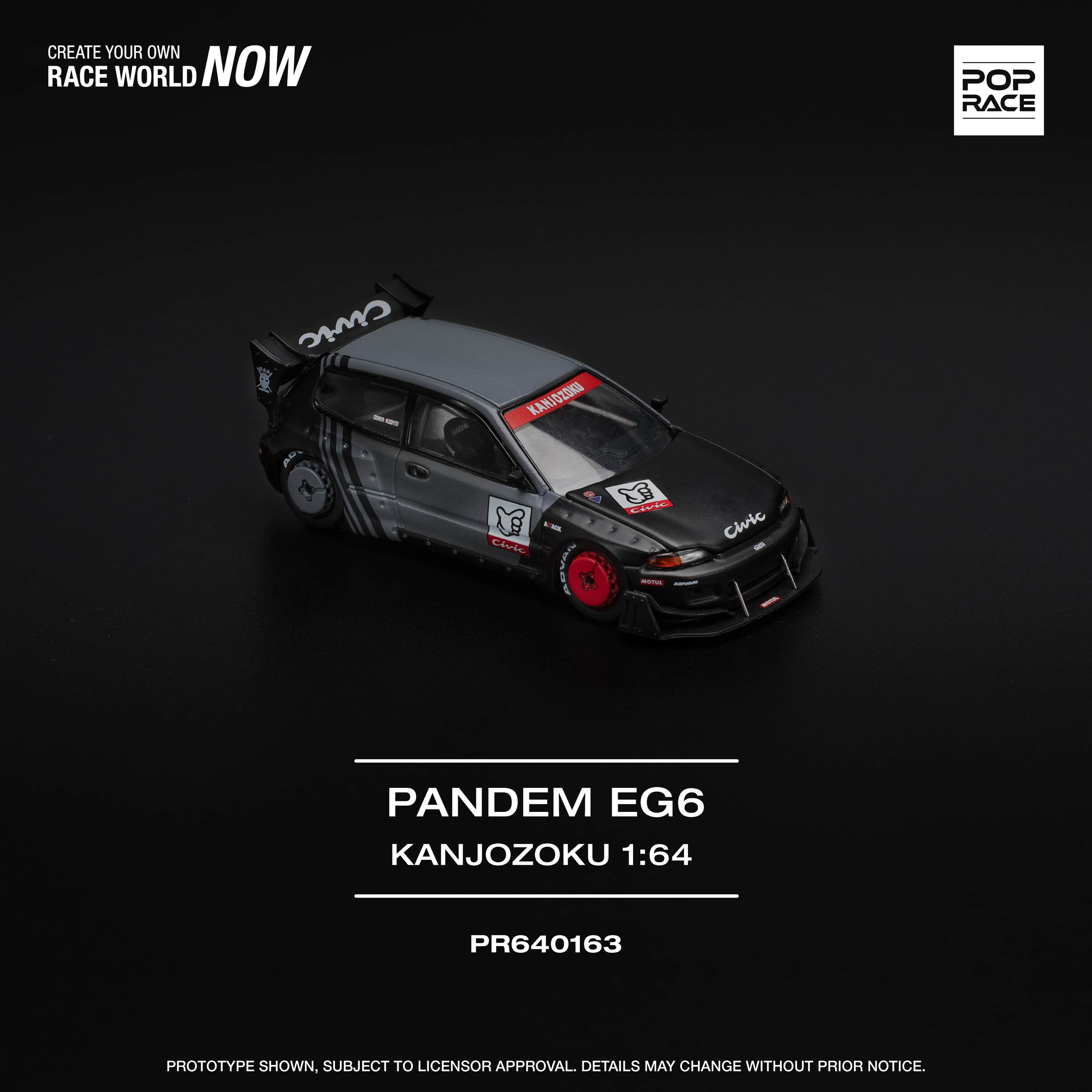 POP Race PANDEM CIVIC EG6 "KANJOZOKU" A/PR640163 Black Gray