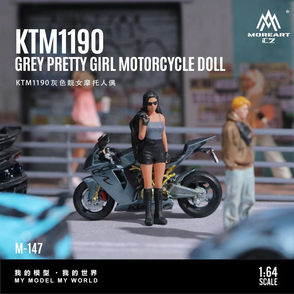 MoreArt 1:64 KTM1190 Grey Pretty Girl Motorcycle Dol