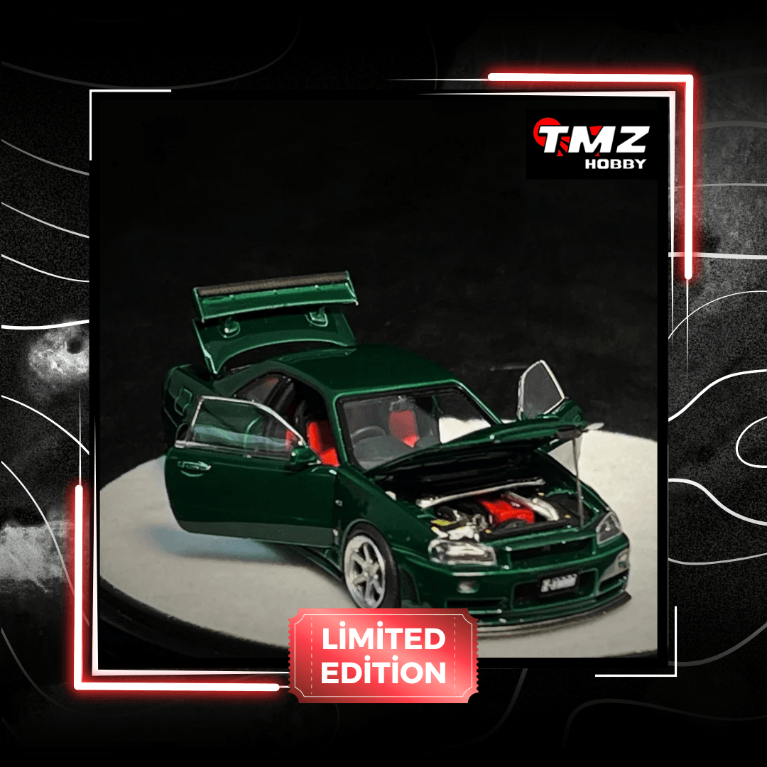PGM 1:64 Nissan Skyline GT-R (R34) in British Green Luxury Version