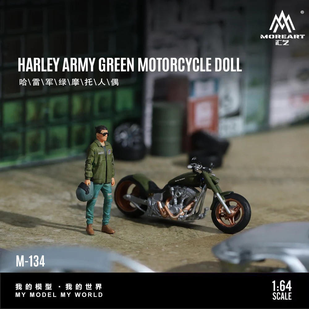 MOREART HARLEY ARMY GREEN MOTORCYCLE DOLL