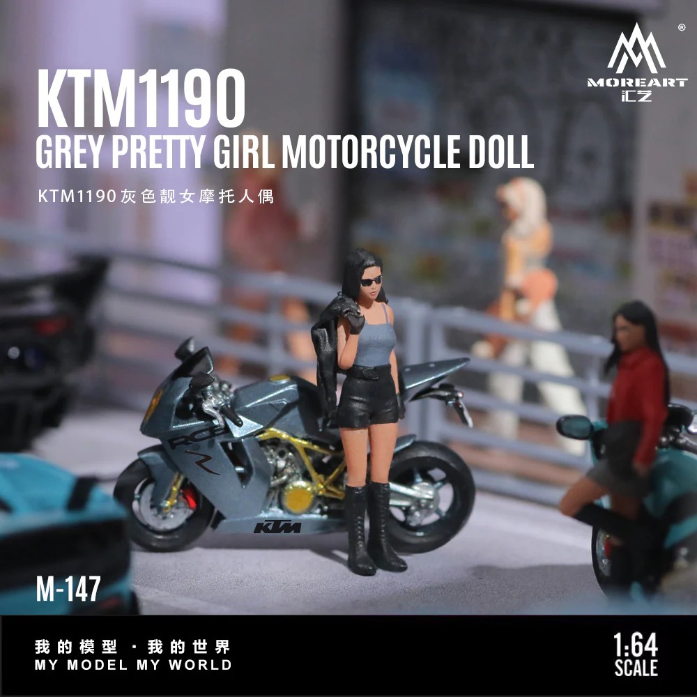MoreArt 1:64 KTM1190 Grey Pretty Girl Motorcycle Dol