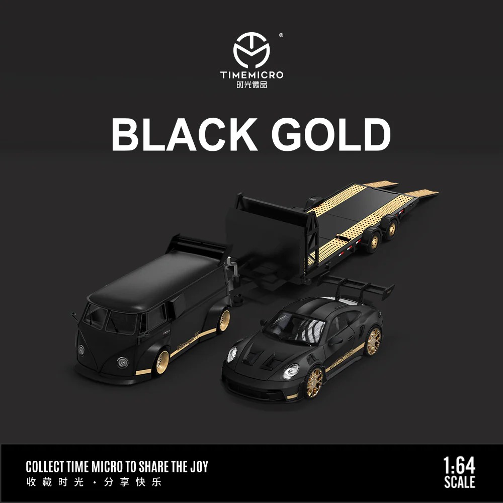 TimeMicro 1:64 Volkswagen and Porsche Black Gold Set