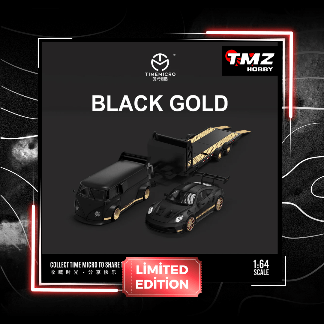 TimeMicro 1:64 Volkswagen and Porsche Black Gold Set