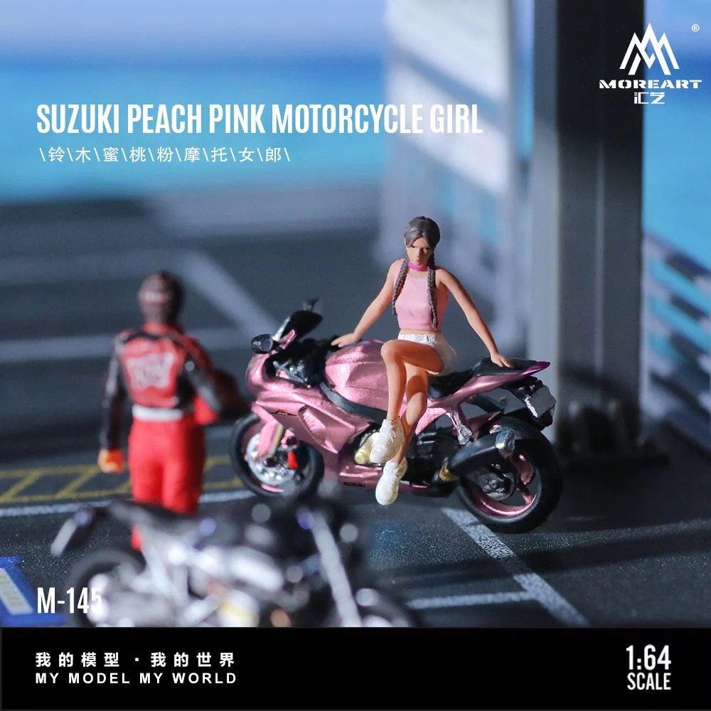 MoreArt 1:64 Suzuki Peach Pink Motorcycle Girl