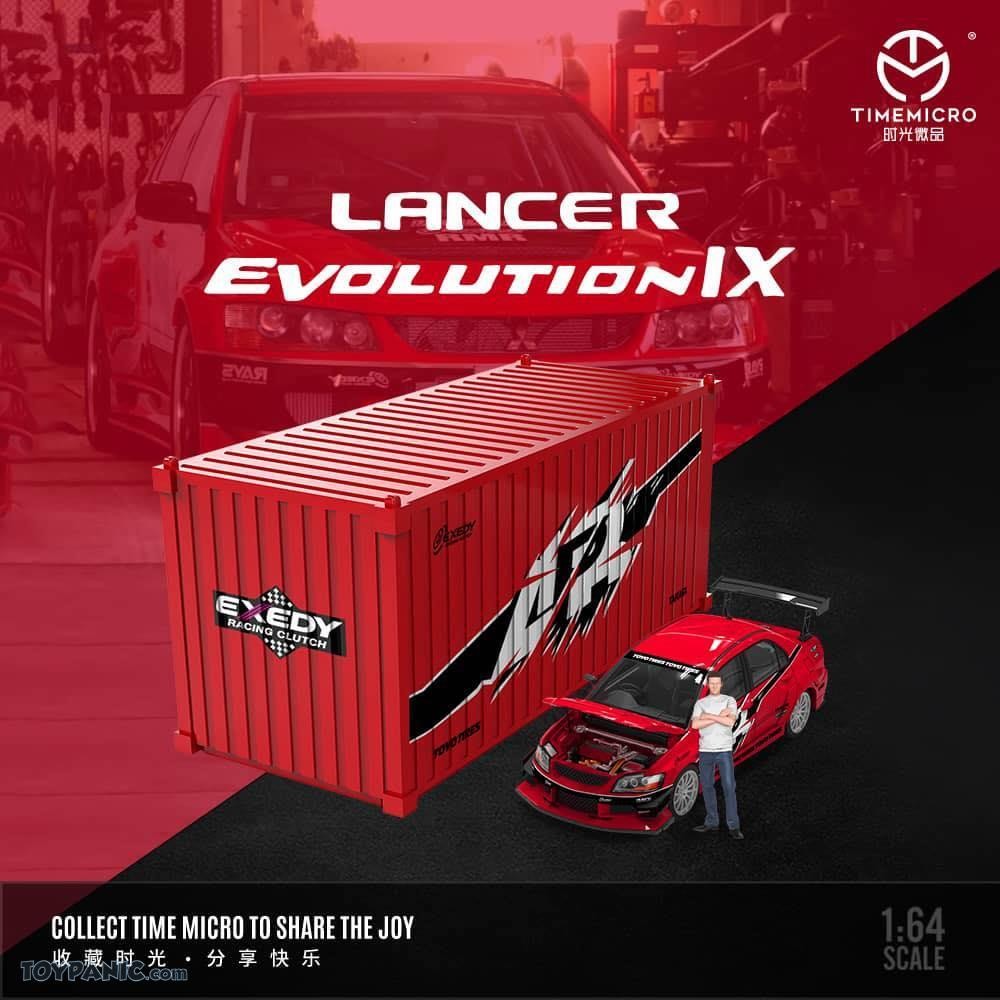 1/64 Time Micro Lancer Evolution EVO IX FNF Red Set with Container & Figure