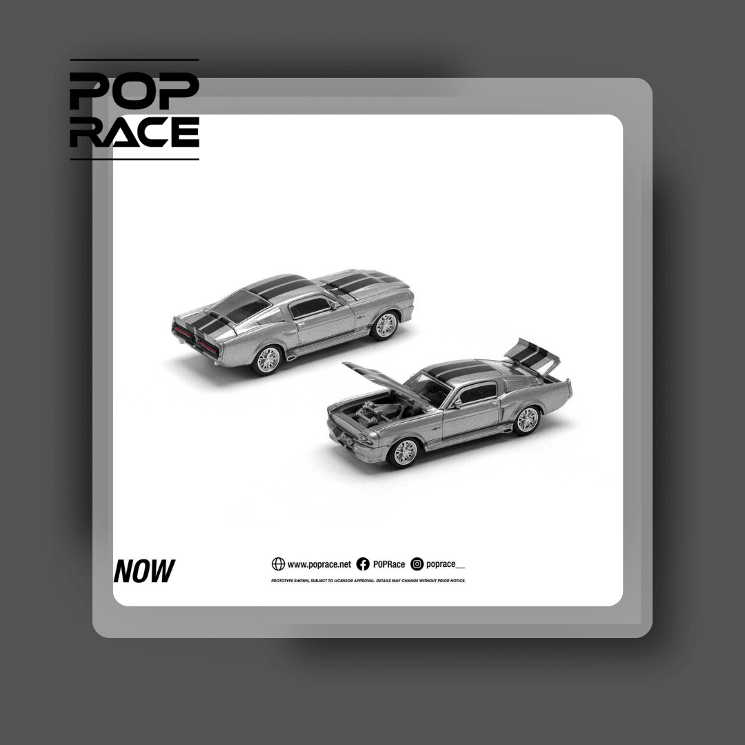 POPRACE 1967 SHELBY MUSTANG GT500 GREY & BLACK