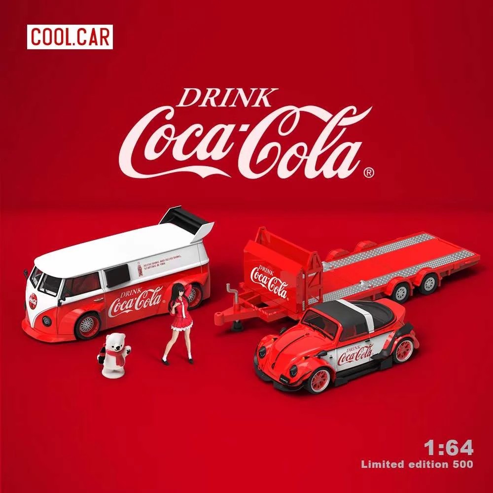 Cool Car 1:64 Volkswagen T1 + Beetle Çekici SET Coca-Cola