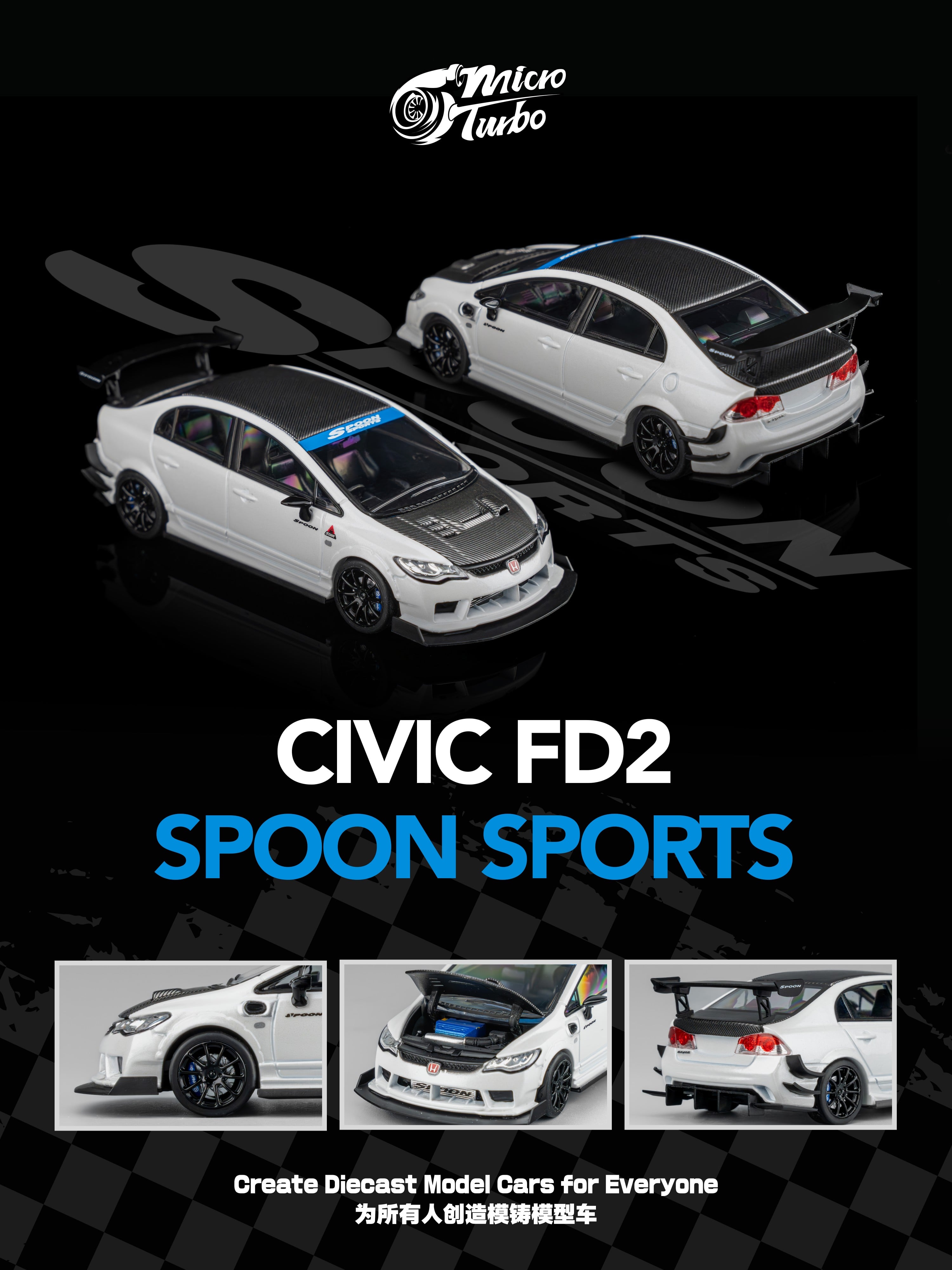 Micro Turbo FD2 Spoon MT6411B1 Metallic White