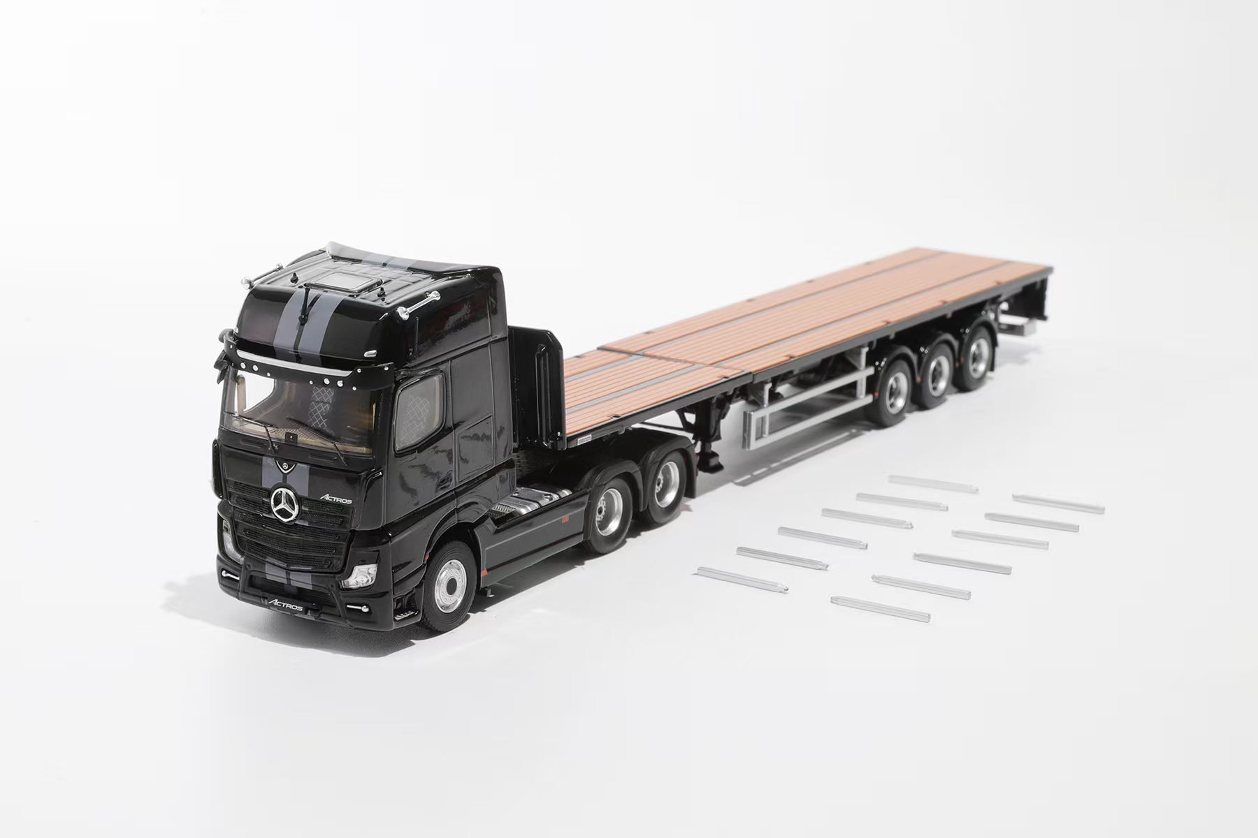 GCD BENZ Actros 3 axle tractor with retractable trailer (trailer) B/B/Black KS101-499