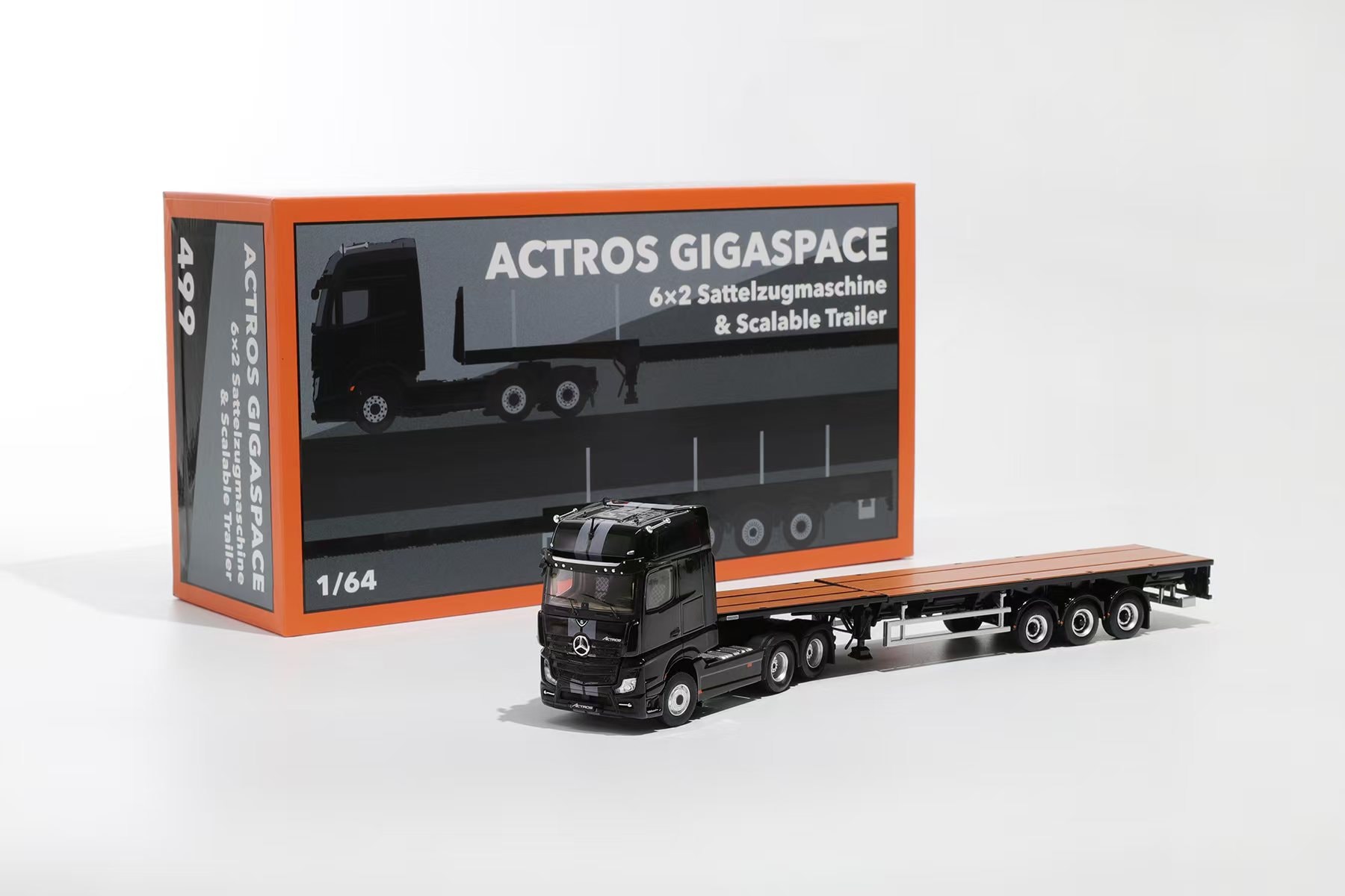GCD BENZ Actros 3 axle tractor with retractable trailer (trailer) B/B/Black KS101-499