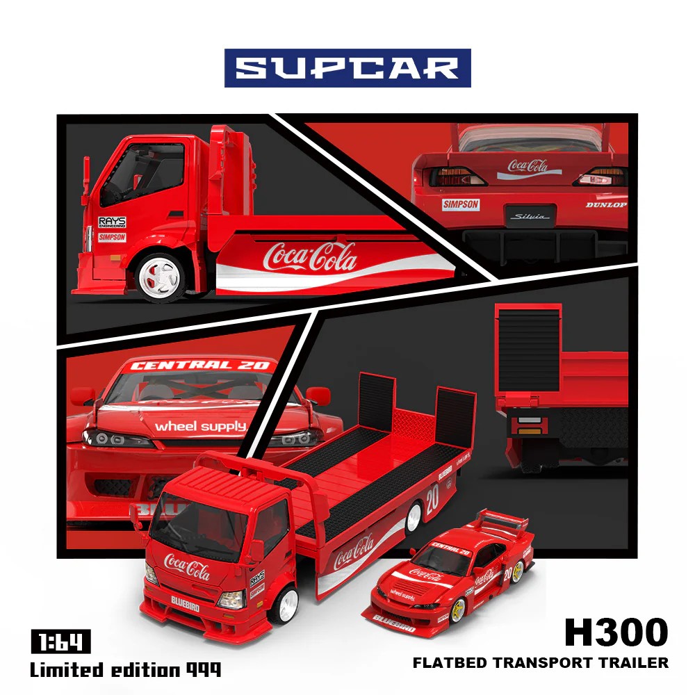 SUPCAR 1:64 Nissan Silvia S15 & Hino H300 Çekici Coca Cola Livery (3 Versions)