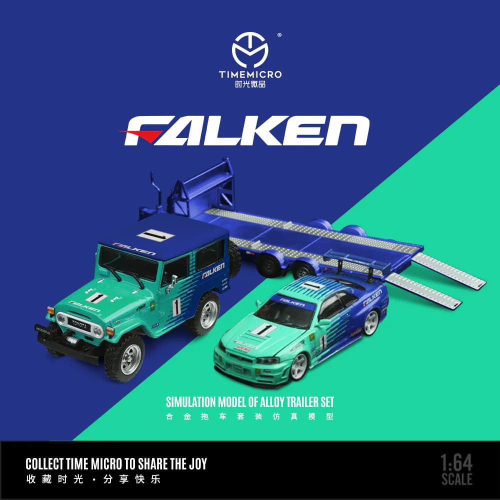TimeMicro 1:64 Falken Nissan GTR34 and Toyota FJ40 Çekici