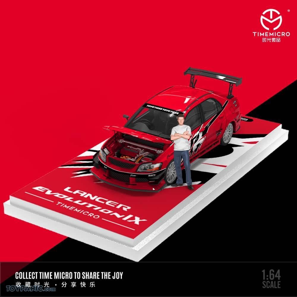1/64 Time Micro Lancer Evolution EVO IX FNF Red Set with Container & Figure