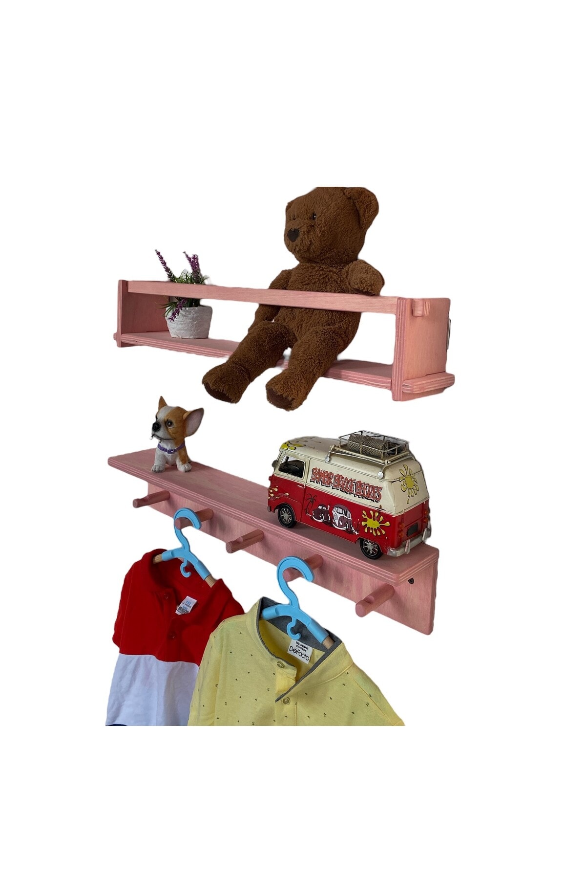 AHŞAP ÇOCUK ODASI ASKILIK VE MONTESSORİ KİTAPLIK RAF 2'Lİ 55 CM.