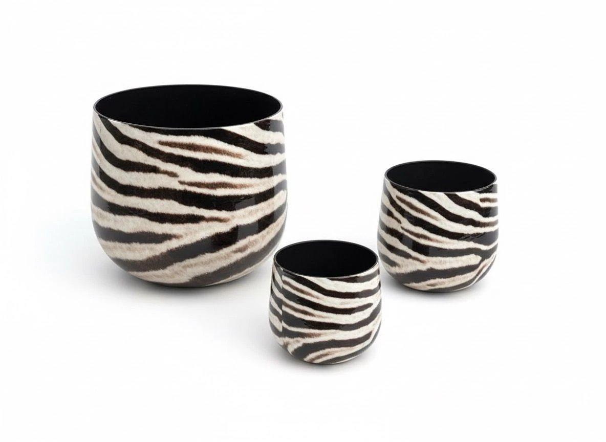 Zebra Oval Metal Saksı 