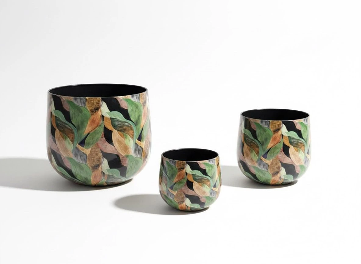 Bombay Oval Metal Saksı - Yeşil