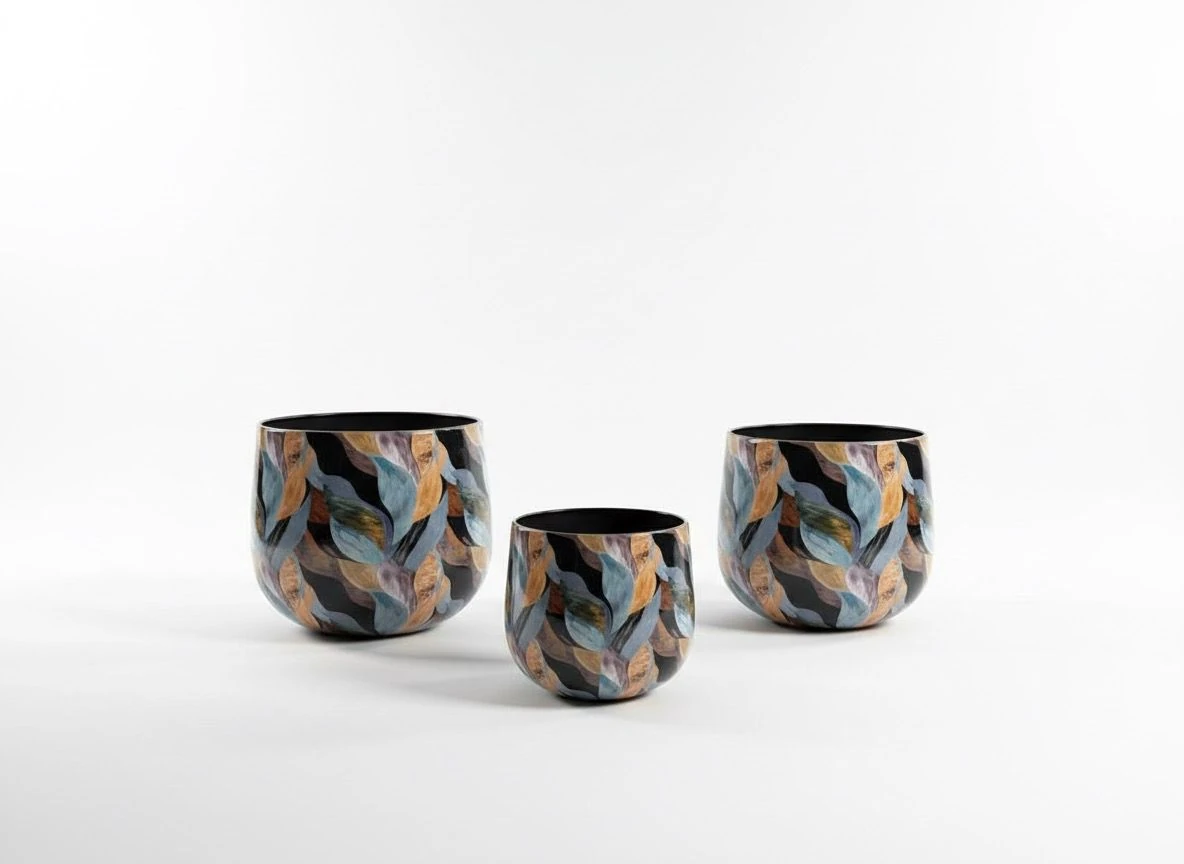 Bombay Oval Metal Saksı - Mavi