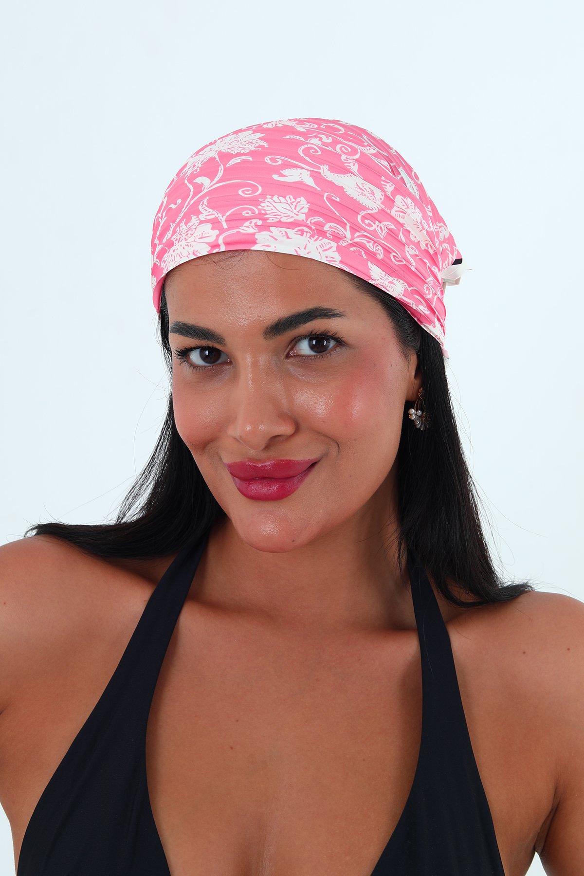 Rose çok renkli piliseli bandana,fular  - Pembe