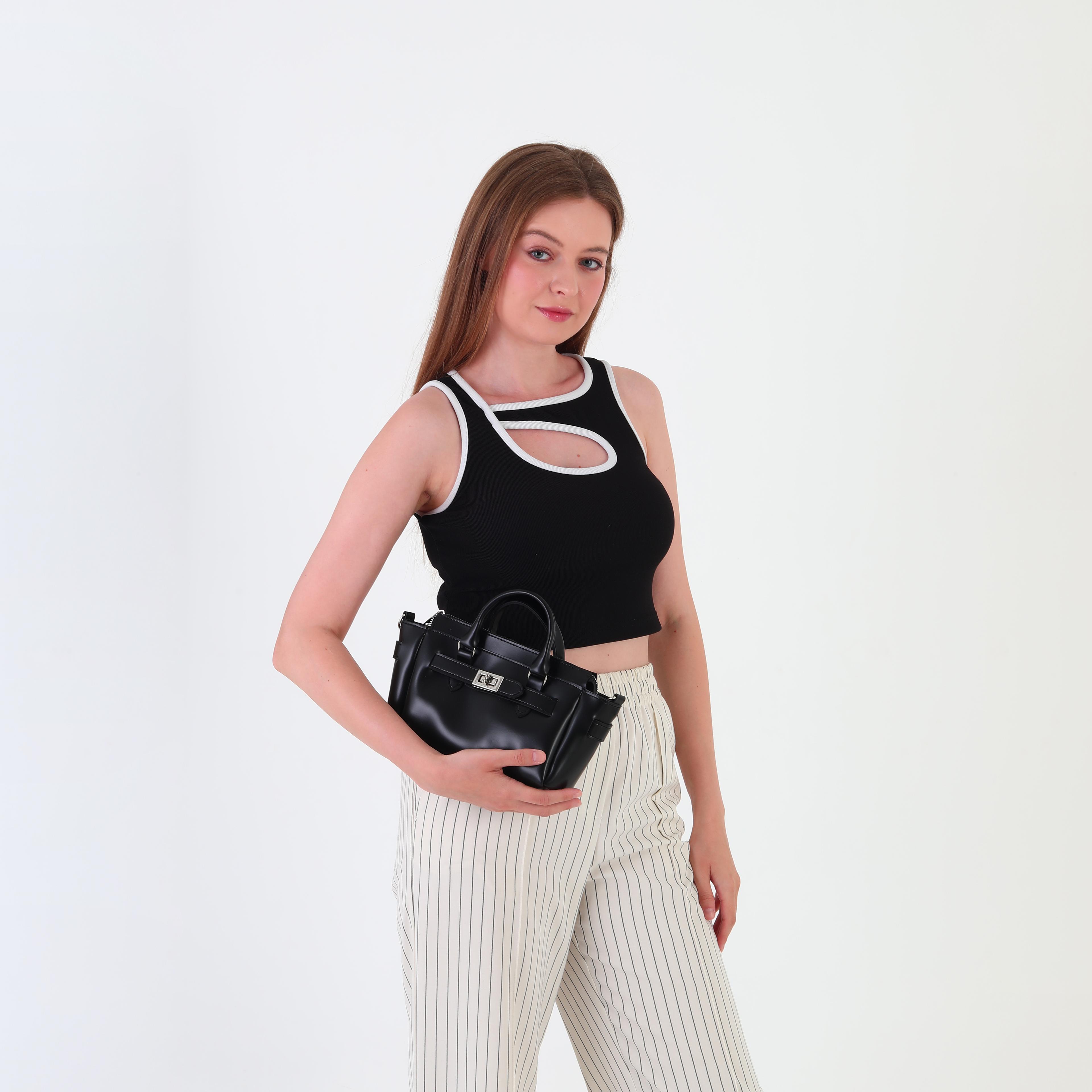 Sandra Kilit Detaylı Mini Çapraz Çanta
