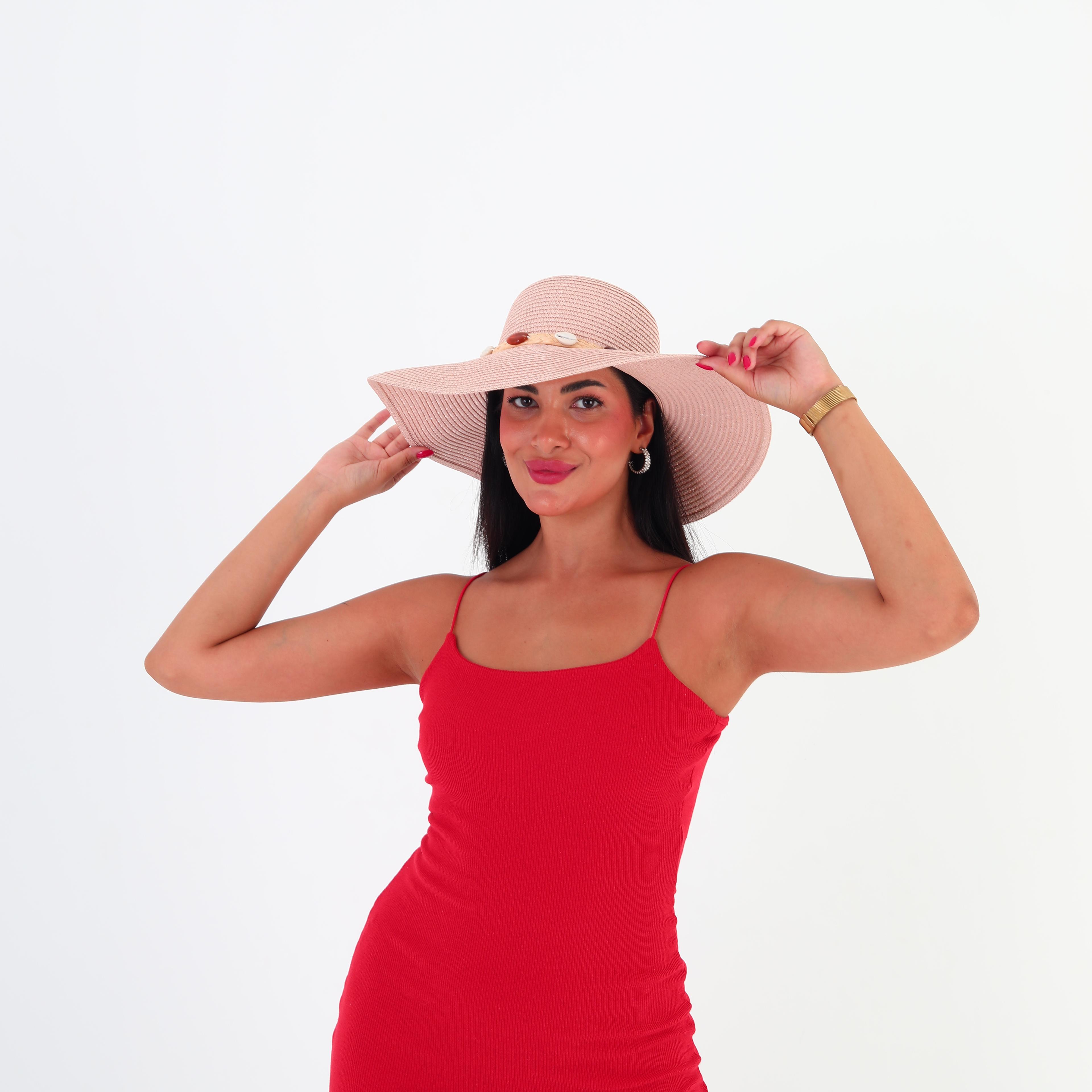 Hasır Plaj Şapkası - Pembe