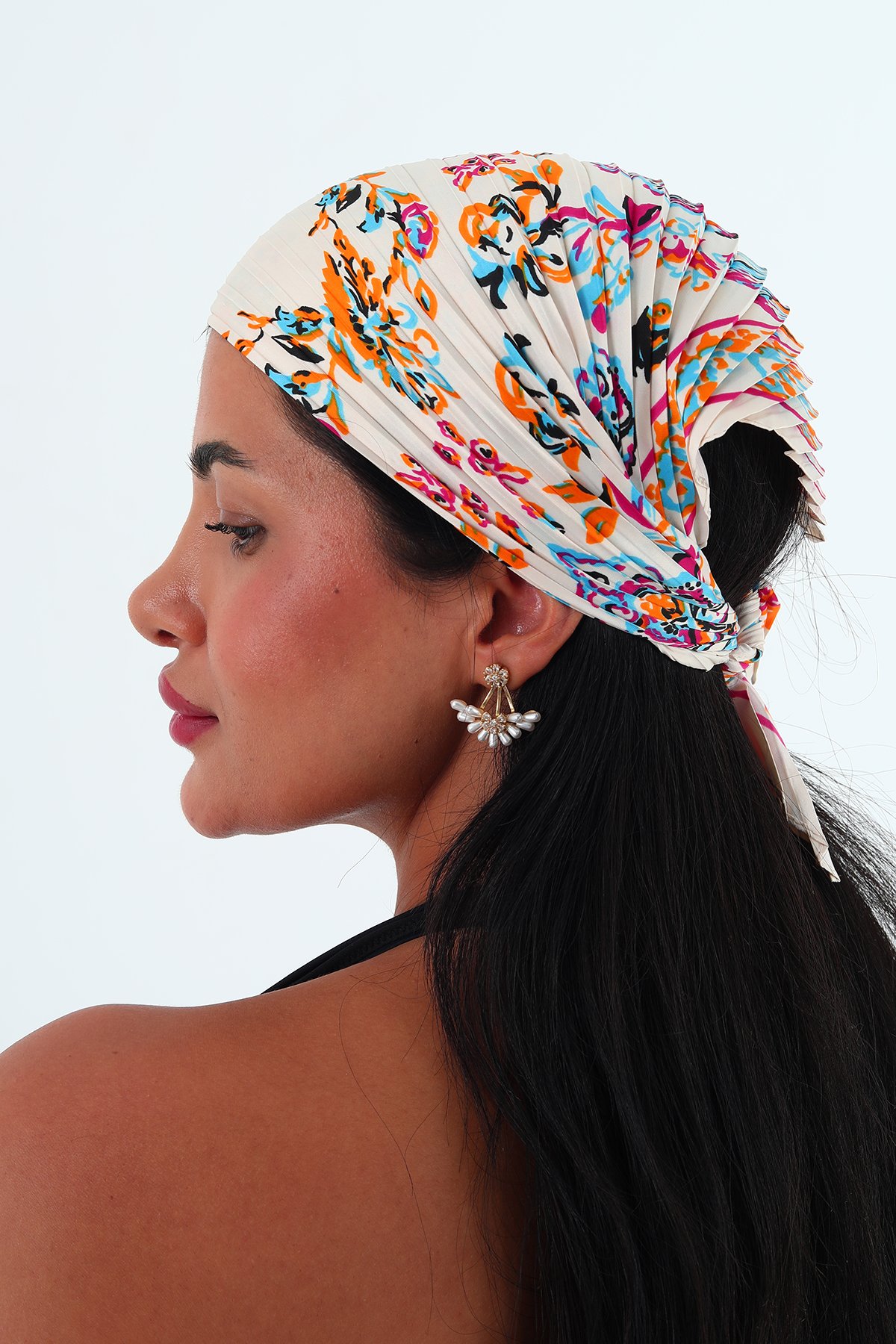 Rose çok renkli piliseli bandana,fular 