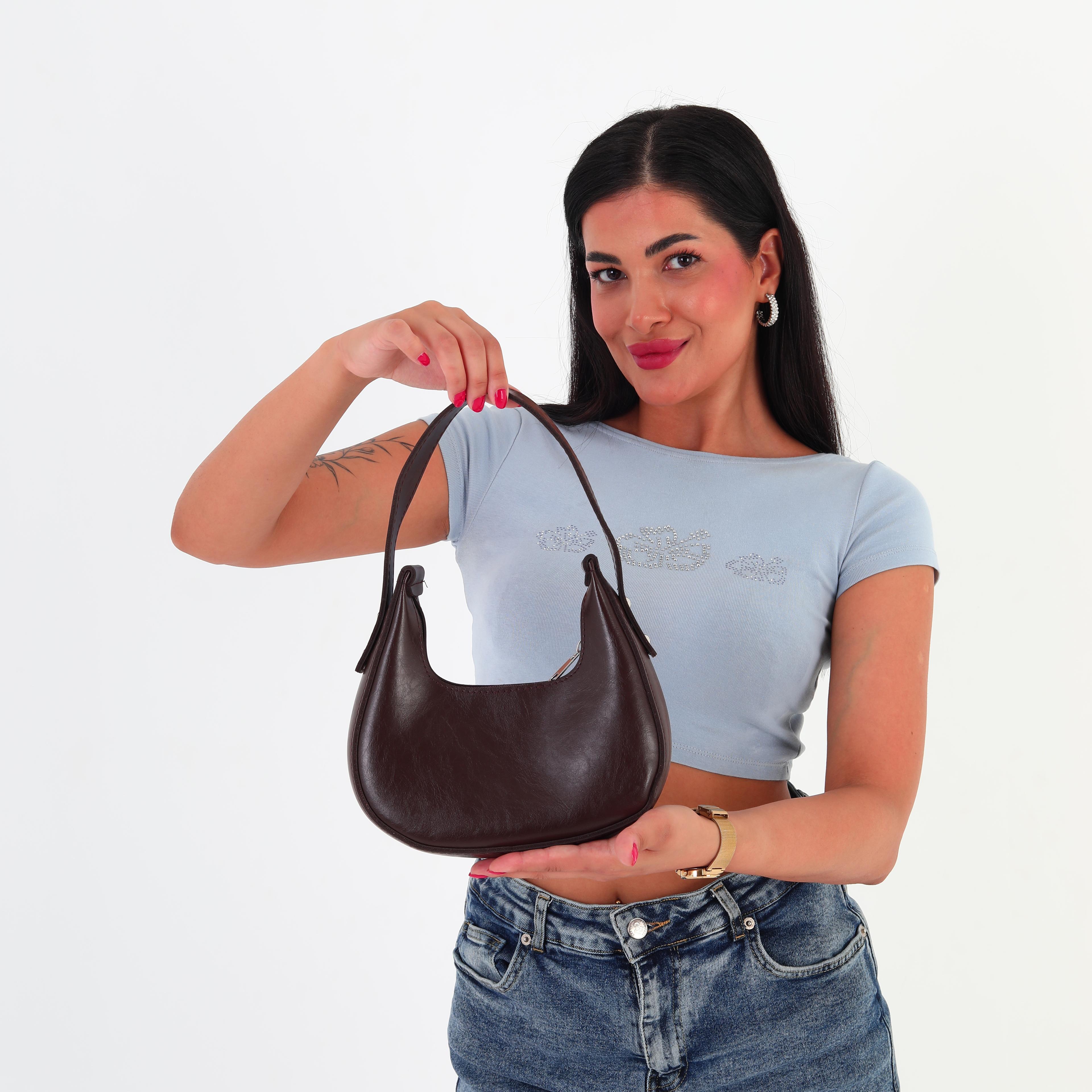 Heiro Oval Baget Çanta - Kahve