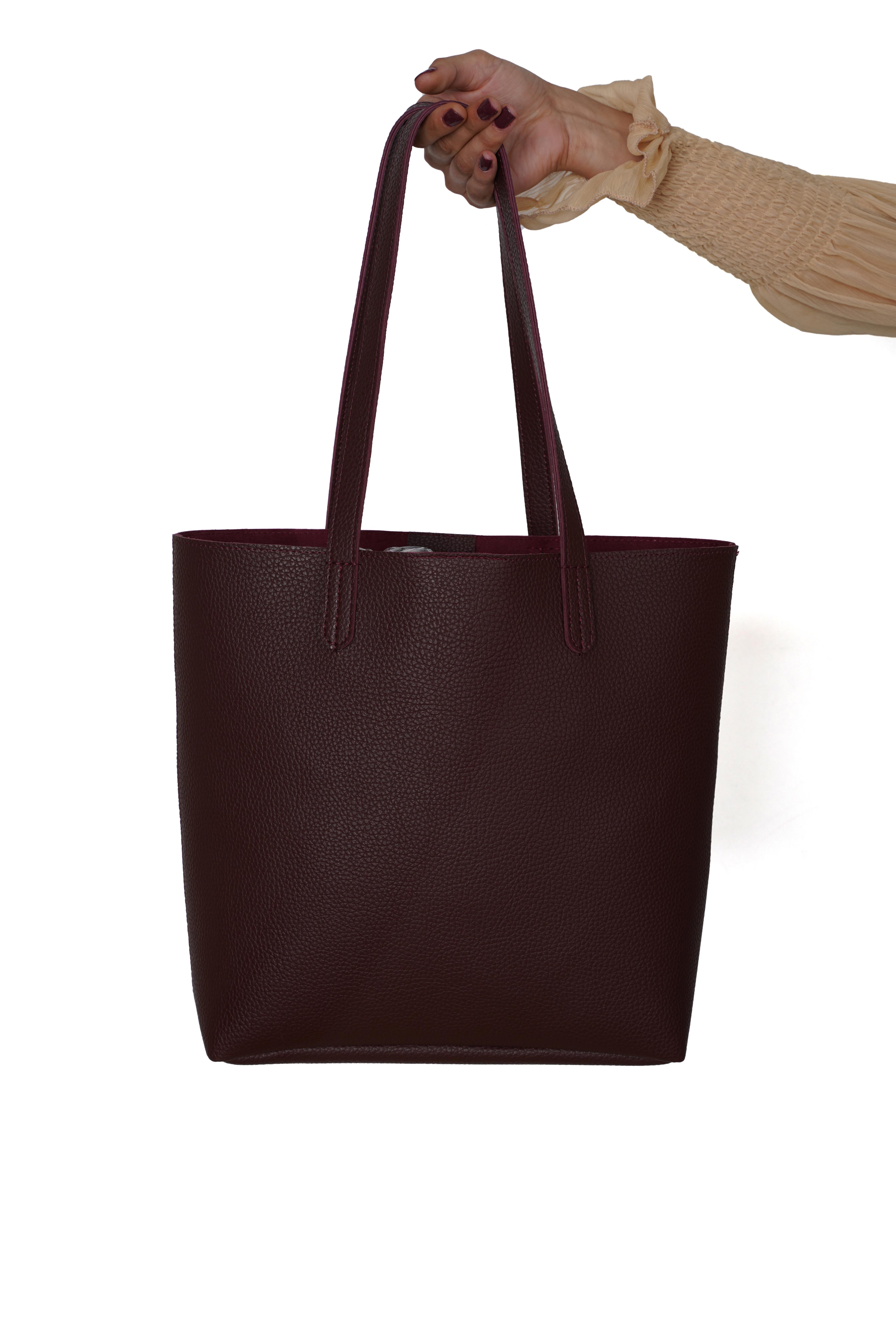 Grazia Tote - Bordo Omuz Çantası